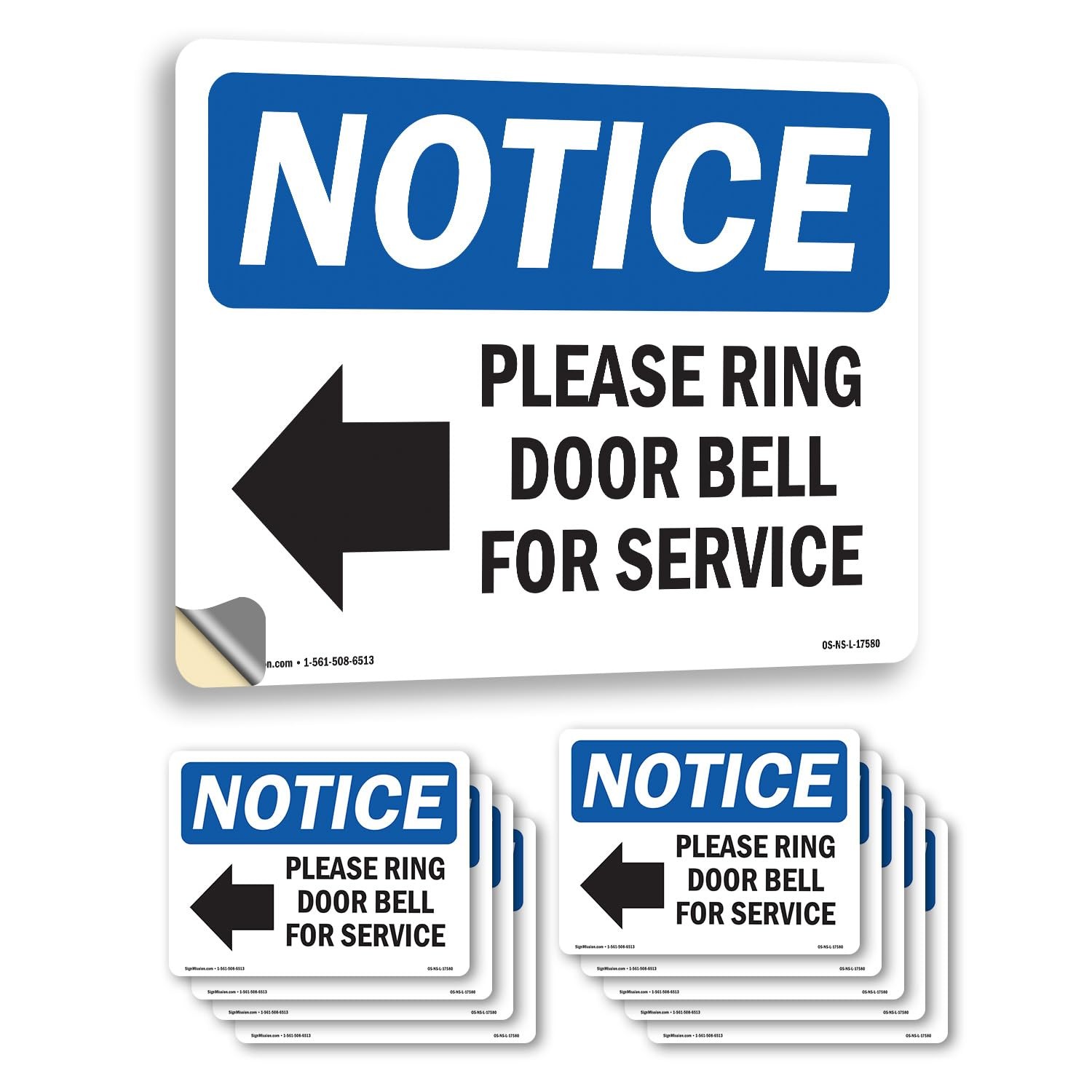 Please Ring Door Bell For Service With Symbol OSHA Notice Vinyl Decal Label 2…