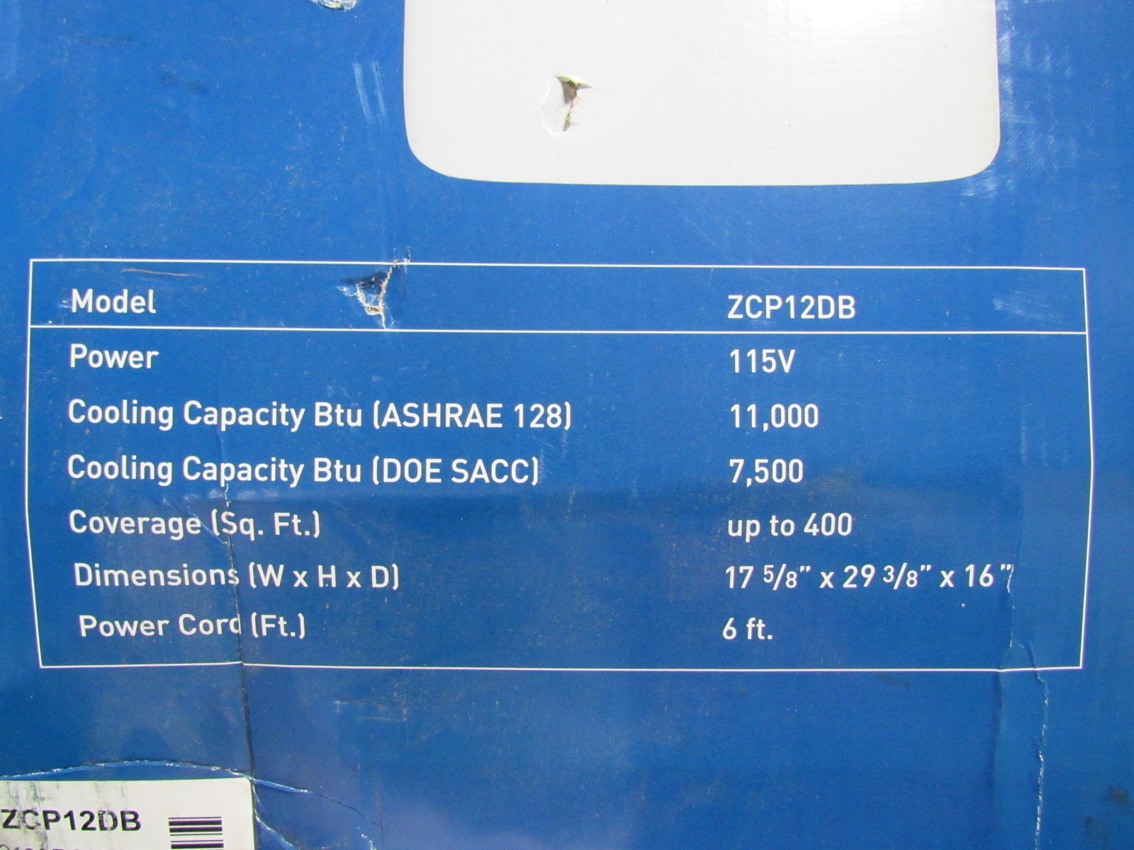 Friedrich zcp12db Portable Air Conditioner 7500-11000BTU 115V 1Ph **No Remote**