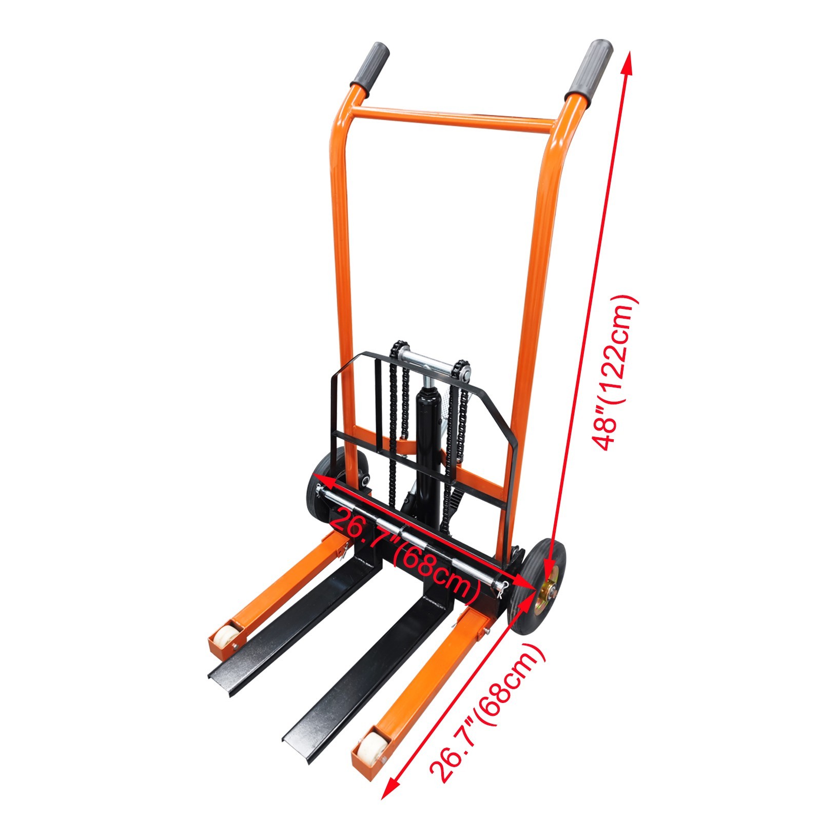 400Lb/200Kg Hand Forklift Truck Manual Push/Pull Winch Stacker Cargo Trolley