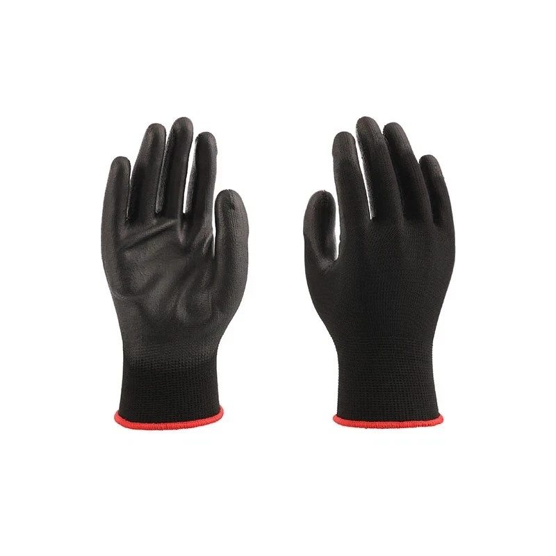 WOLF Ultra-Thin Black Work Gloves Polyurethane Palm Coated Nylon Shell 12 Pairs