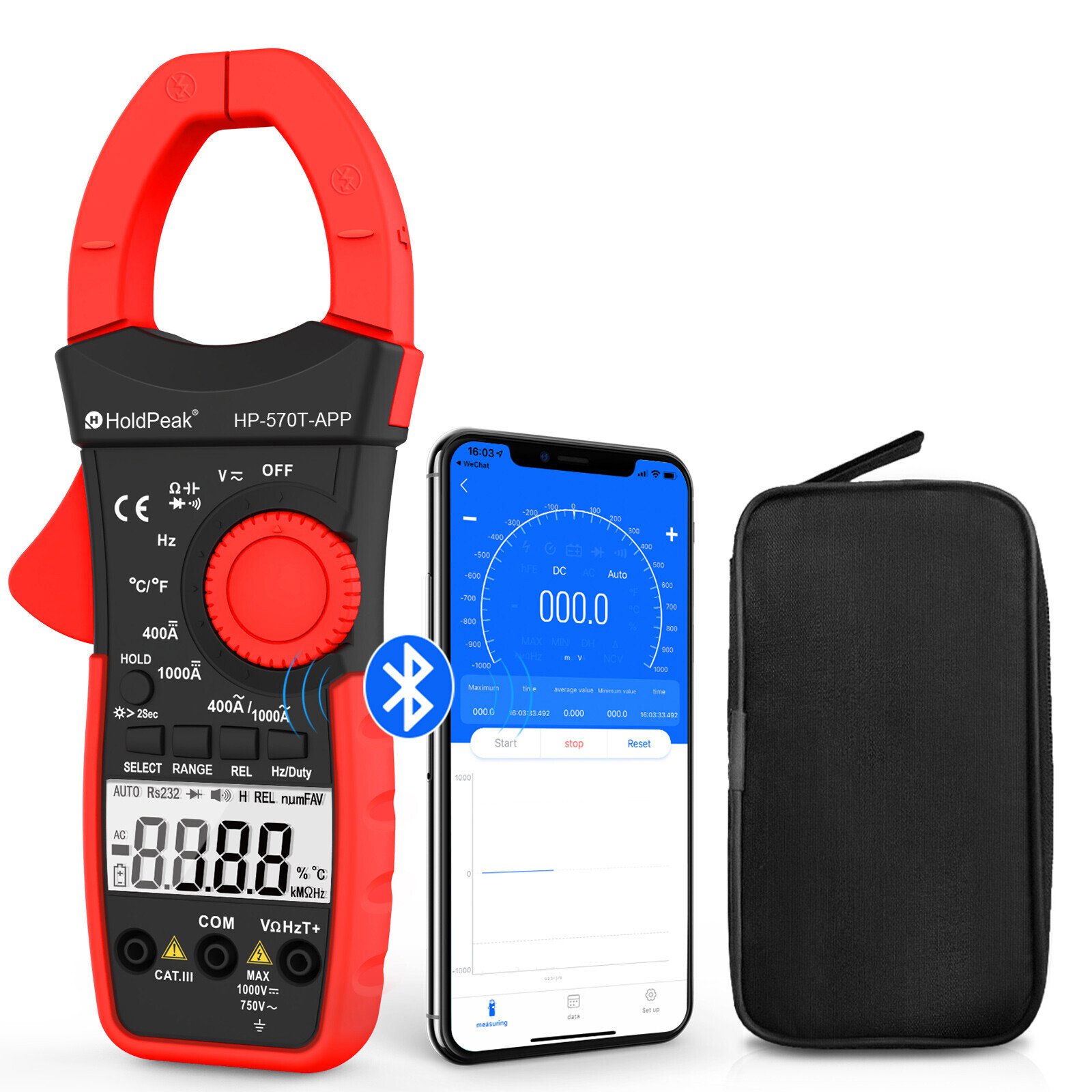 Digital Clamp Meter Multimeter AC DC Current 4000 Counts Volt Amp Ohm Tester APP
