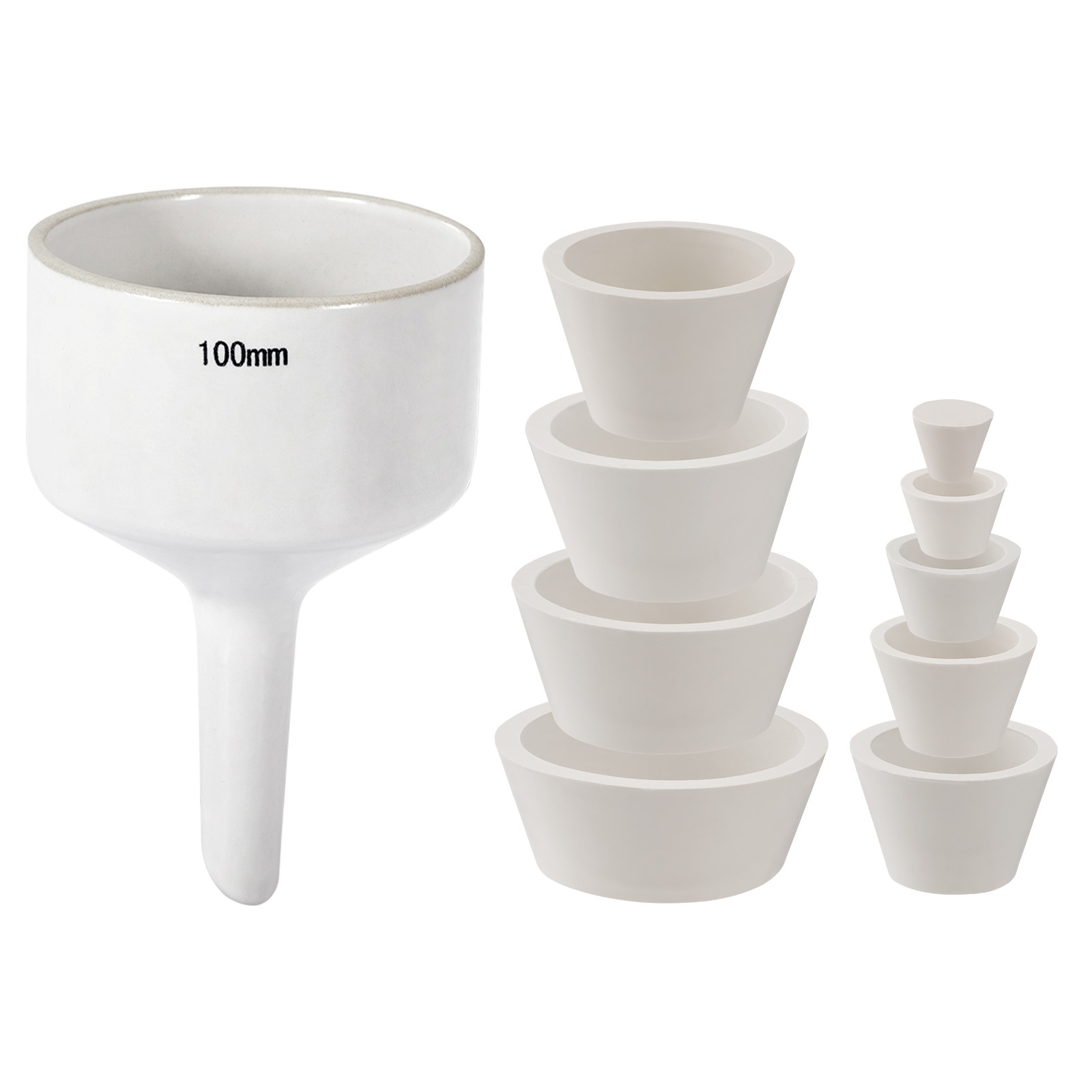 Ceramic Buchner Filter Funnel 100mm Lab Porcelain Funnels Flask Adapter Vacuum