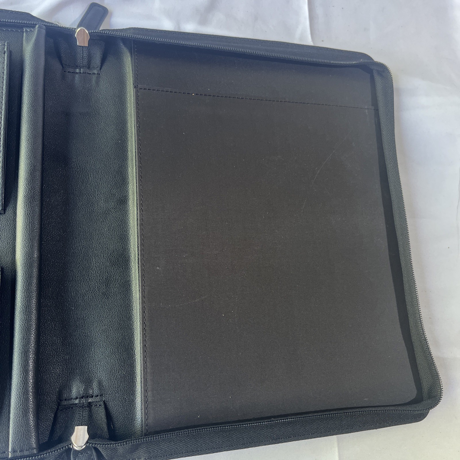 POPRUN Portfolio Binder with Zipper, Leather Padfolio Document Organizer with St