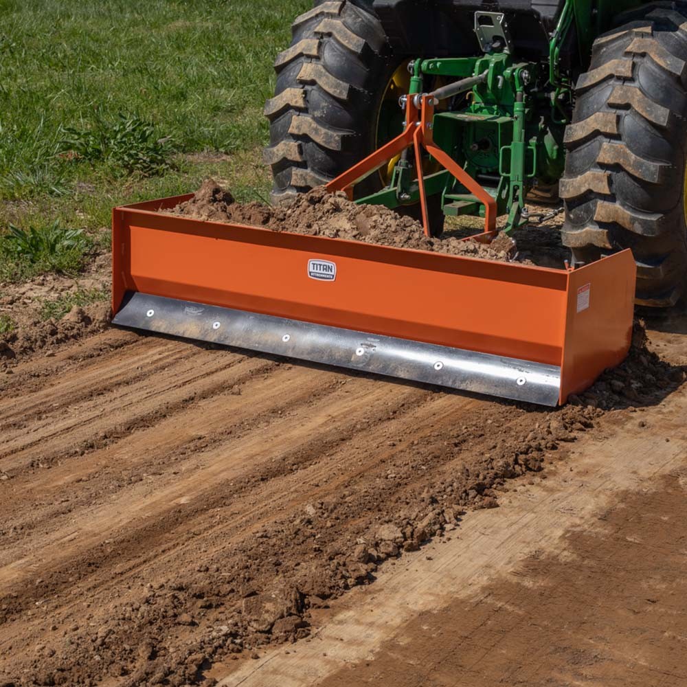 Titan Attachments 3 Point 6FT Rear Box Blade Scraper Grader, Cat 0 and 1