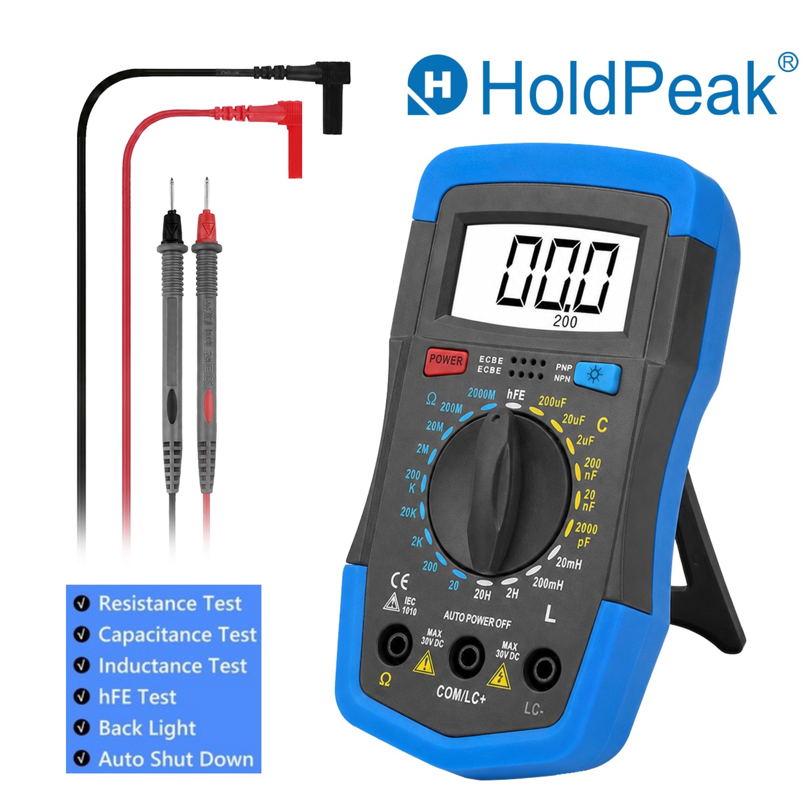 Digital Multimeter Capacitance Resistance Inductance hFE Tester LCR Meter Tool