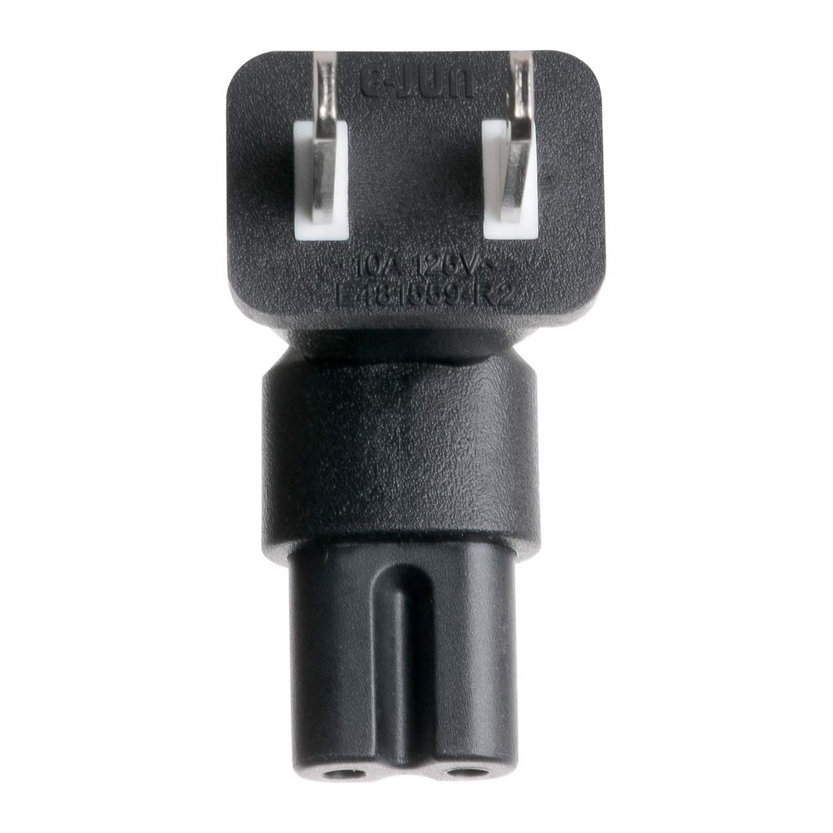 TENINYU 2 Prong Right Angle Plug Adapter,AC power Adapter USA IEC Black