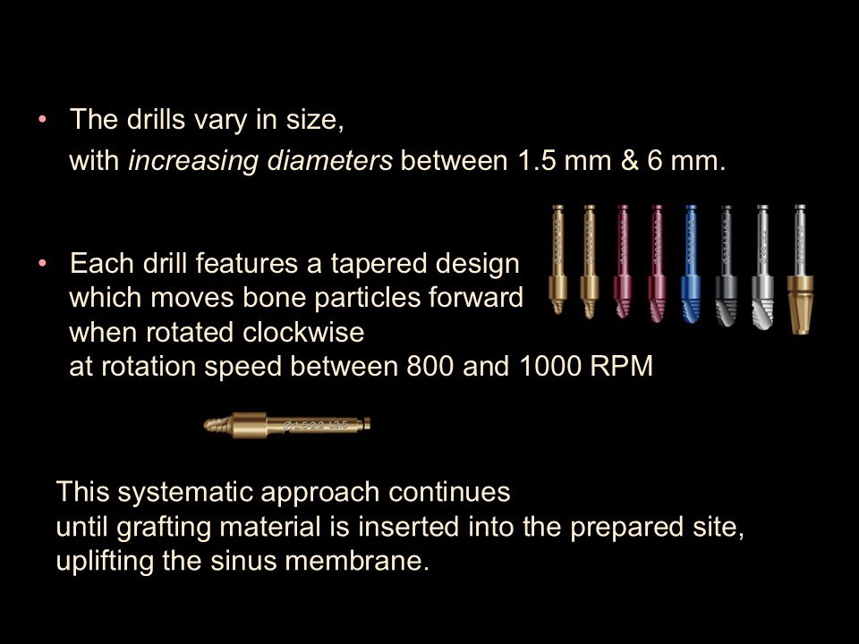 Lateral Window Sinus Elevation Drill Set, with elevator instrument set