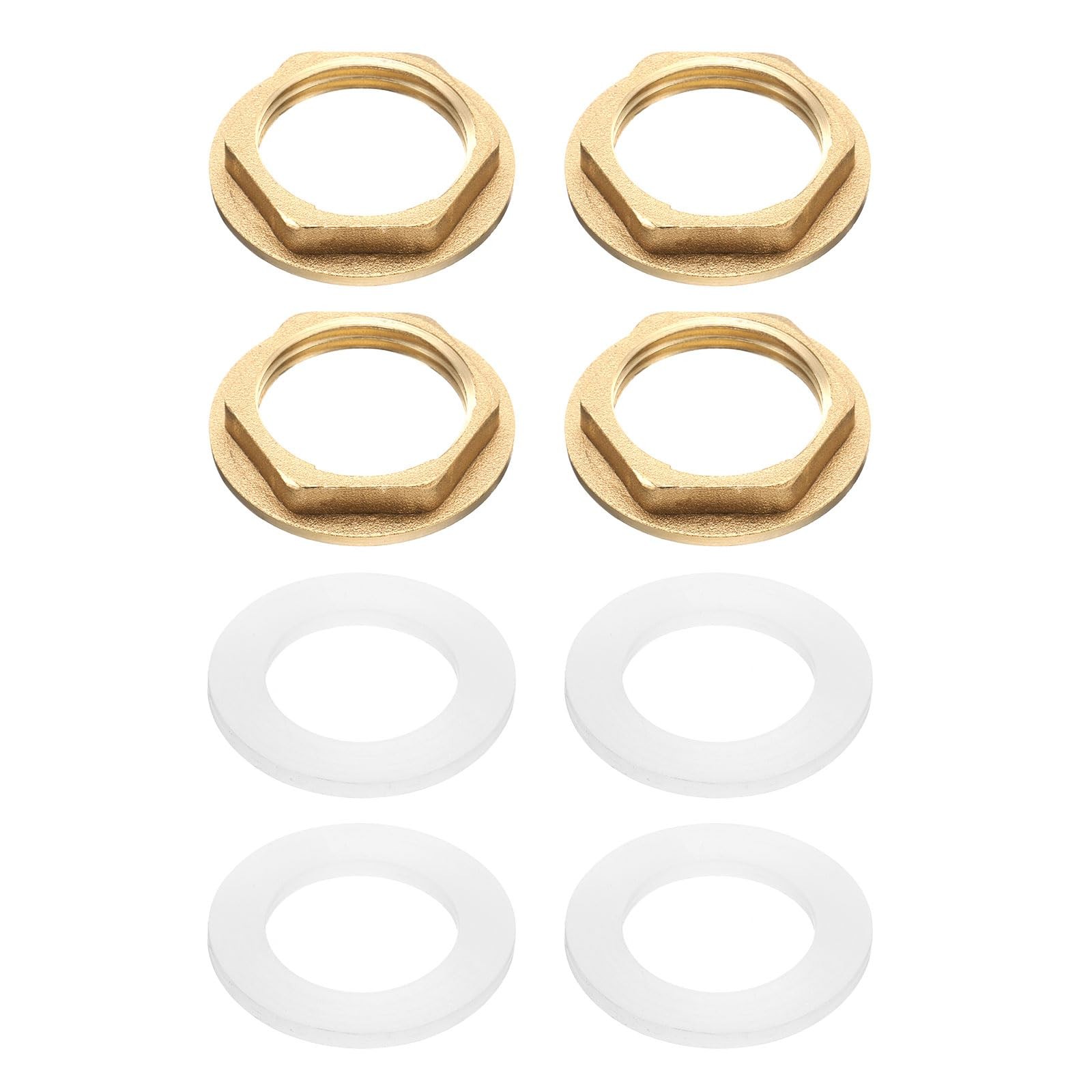 uxcell 4Pcs Brass Lock Nuts Pipe Fitting, G3/4″-14 Female Hex G3/4″-14, Gold