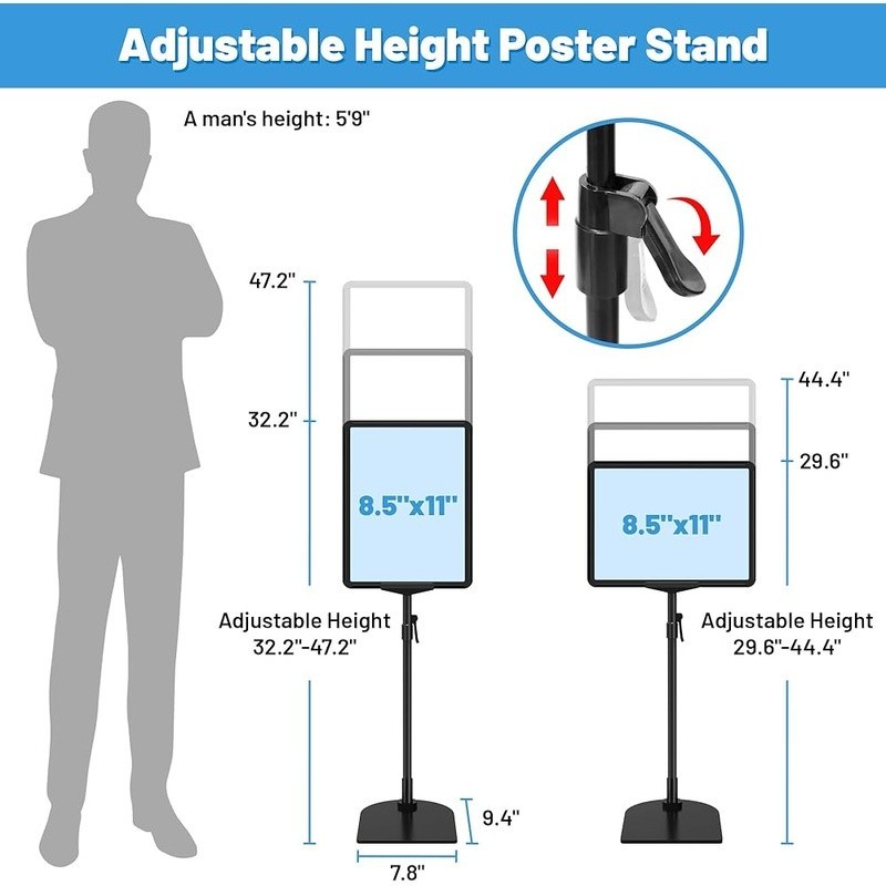 6Pack Sign Stand for Display 8.5×11 Adjustable Poster Stand for Table Top &Floor