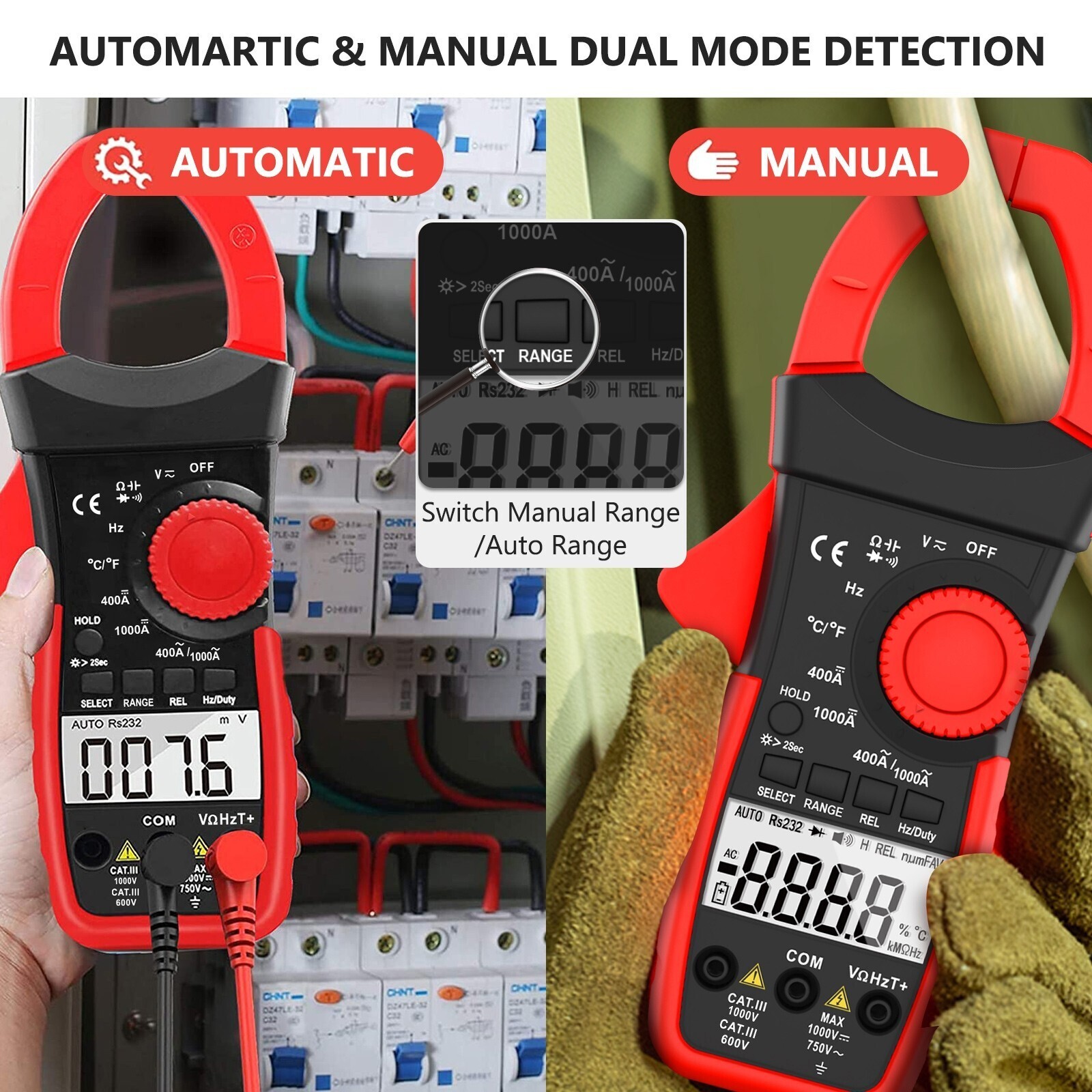 Digital Clamp Meter Multimeter AC DC Current 4000 Counts Volt Amp Ohm Tester APP