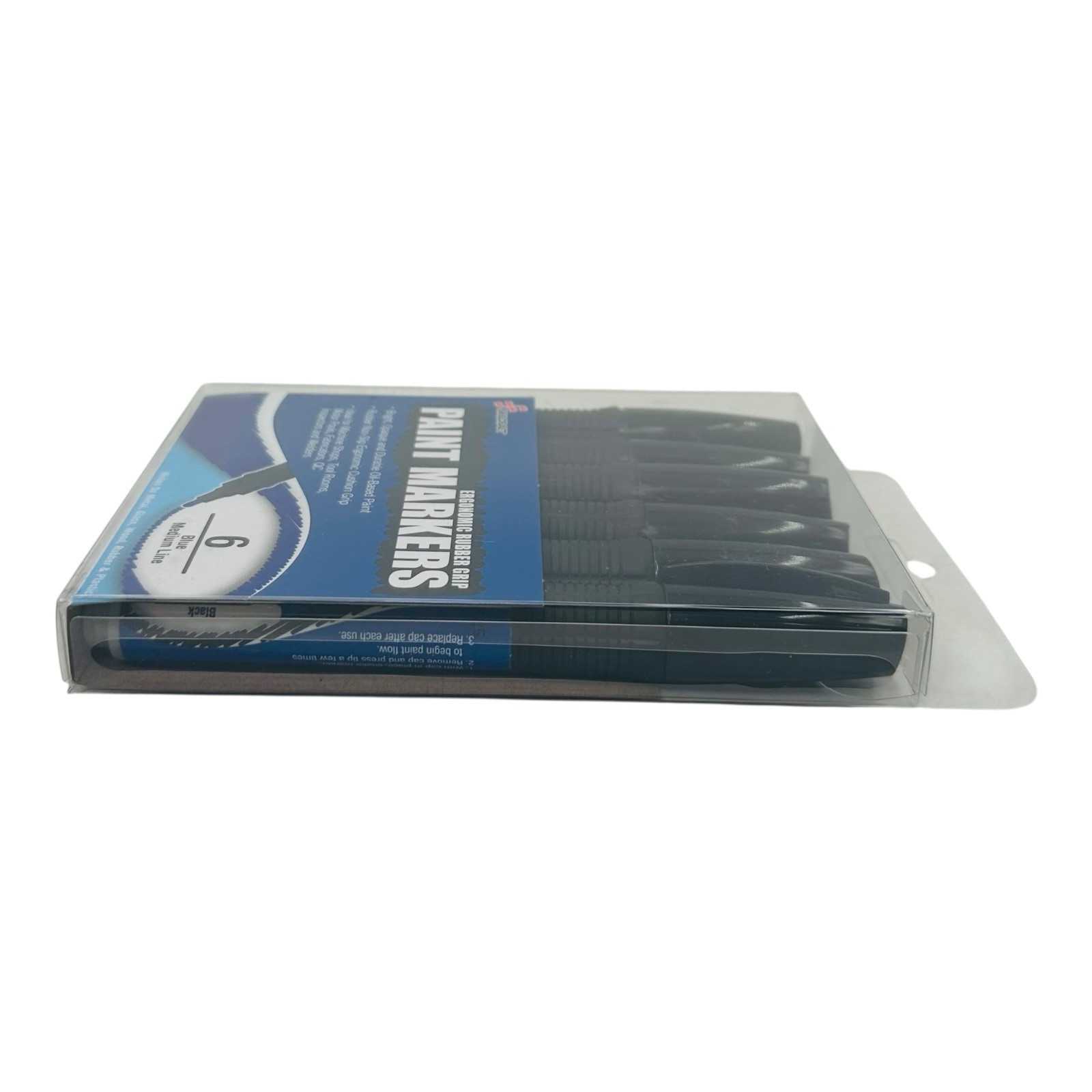 6 Count Oil Based BLACK Paint Markers for Wood Metal Glass Plastic – Rubber Grip