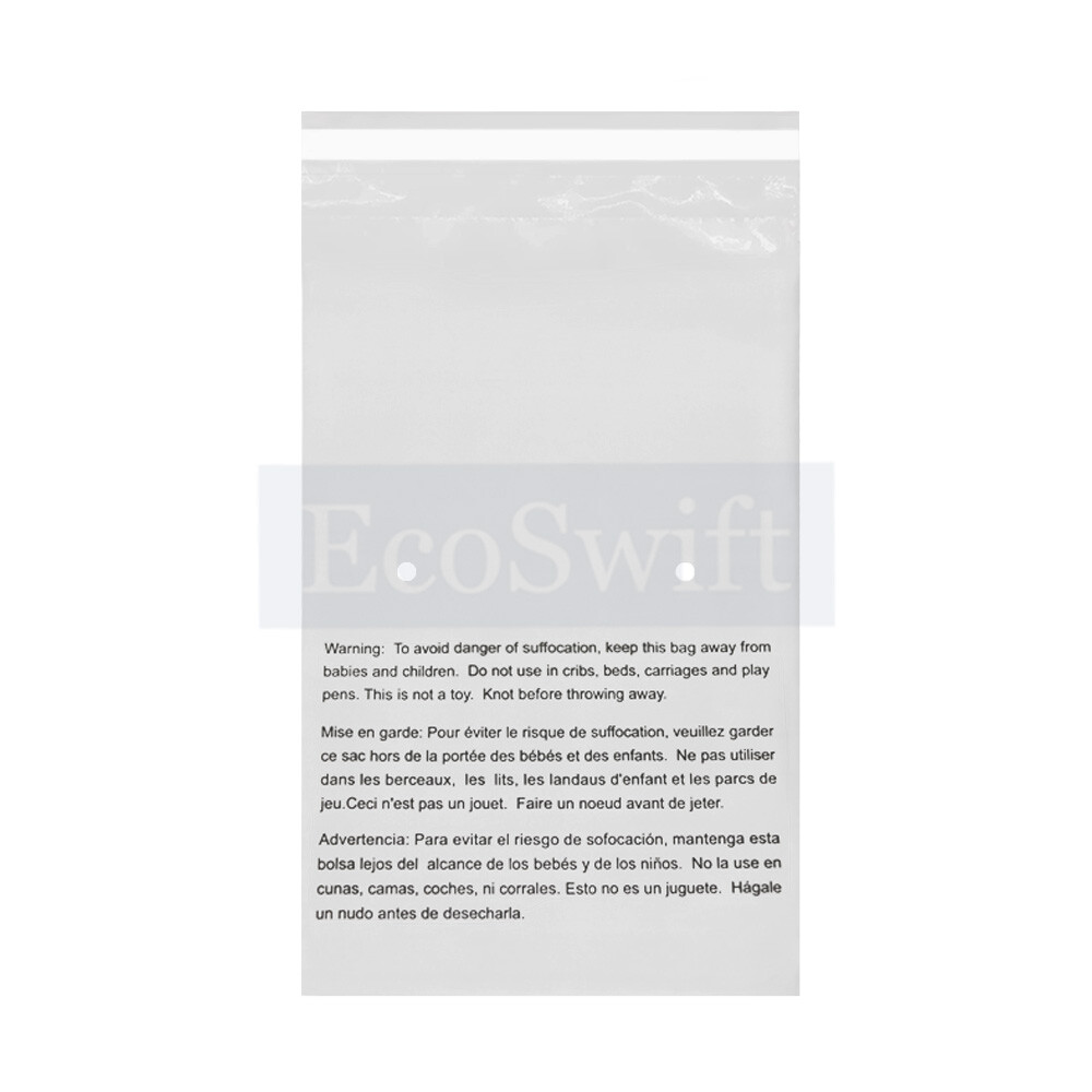 1-10000 6×9 EcoSwift Self Seal Suffocation Warning Clear Poly Bags Free Shipping