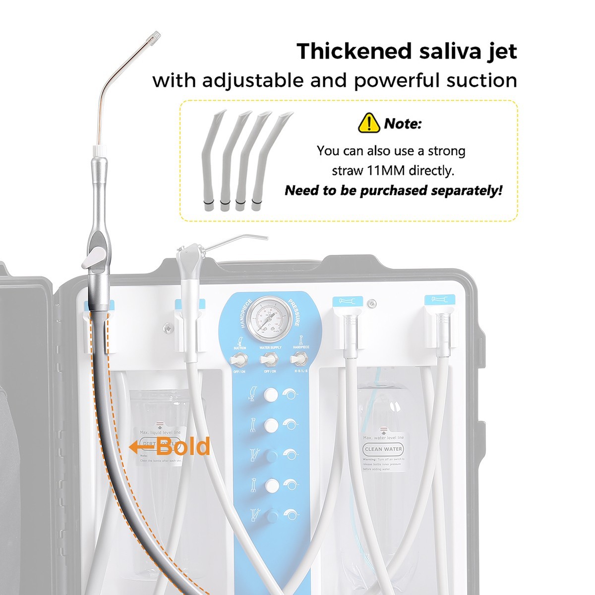 Portable Dental MobleDelivery Unit Powerful Suction Air Compressor 4Hole