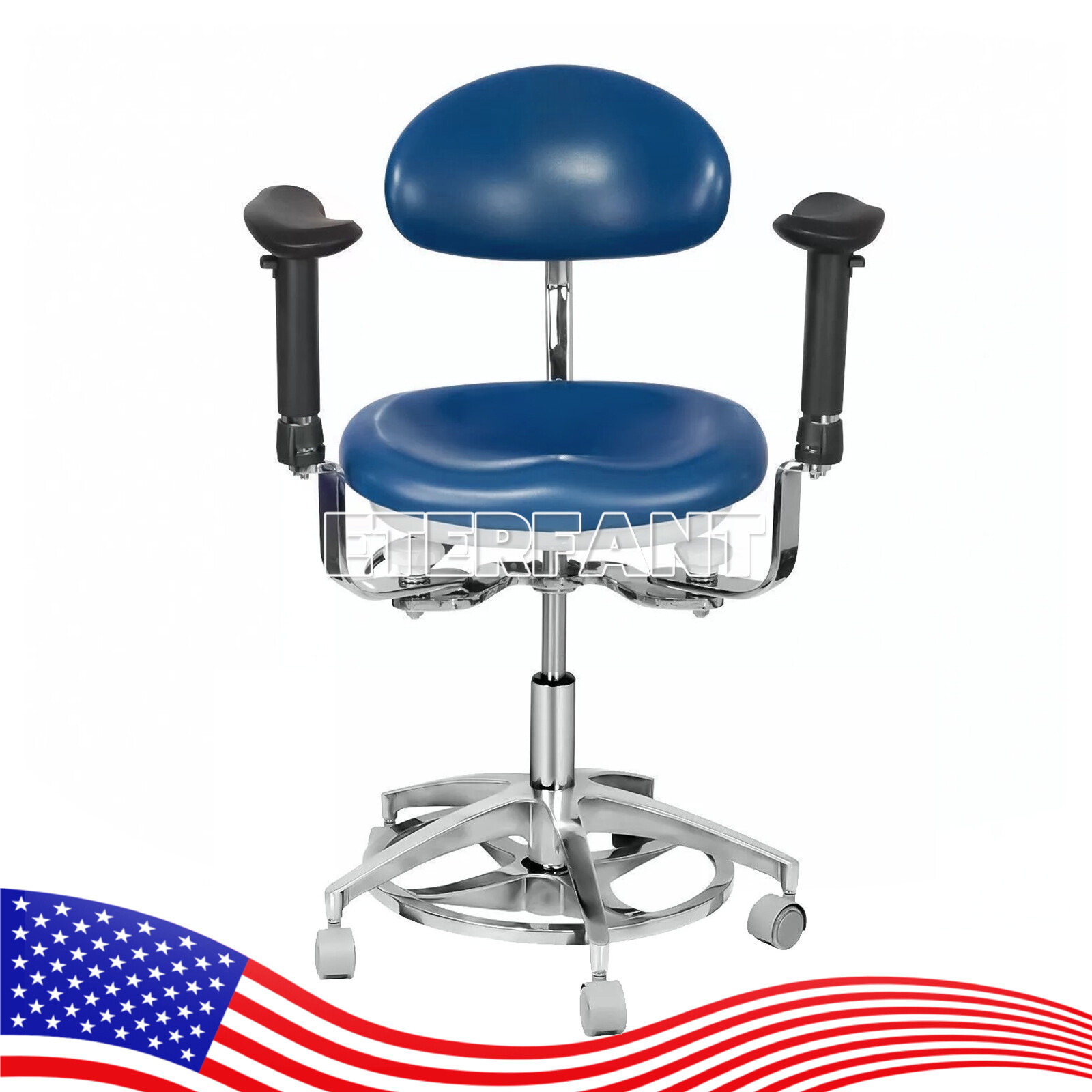 ETERFANT Adjustable Mobile Chair/Medical Microscope Stool Chair with Armrest