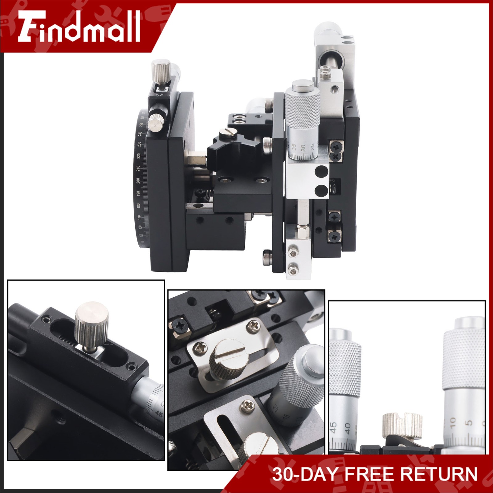 Findmall XYZR 4 Axis Manual Positioning Stage 60x60mm Tuning Sliding Table