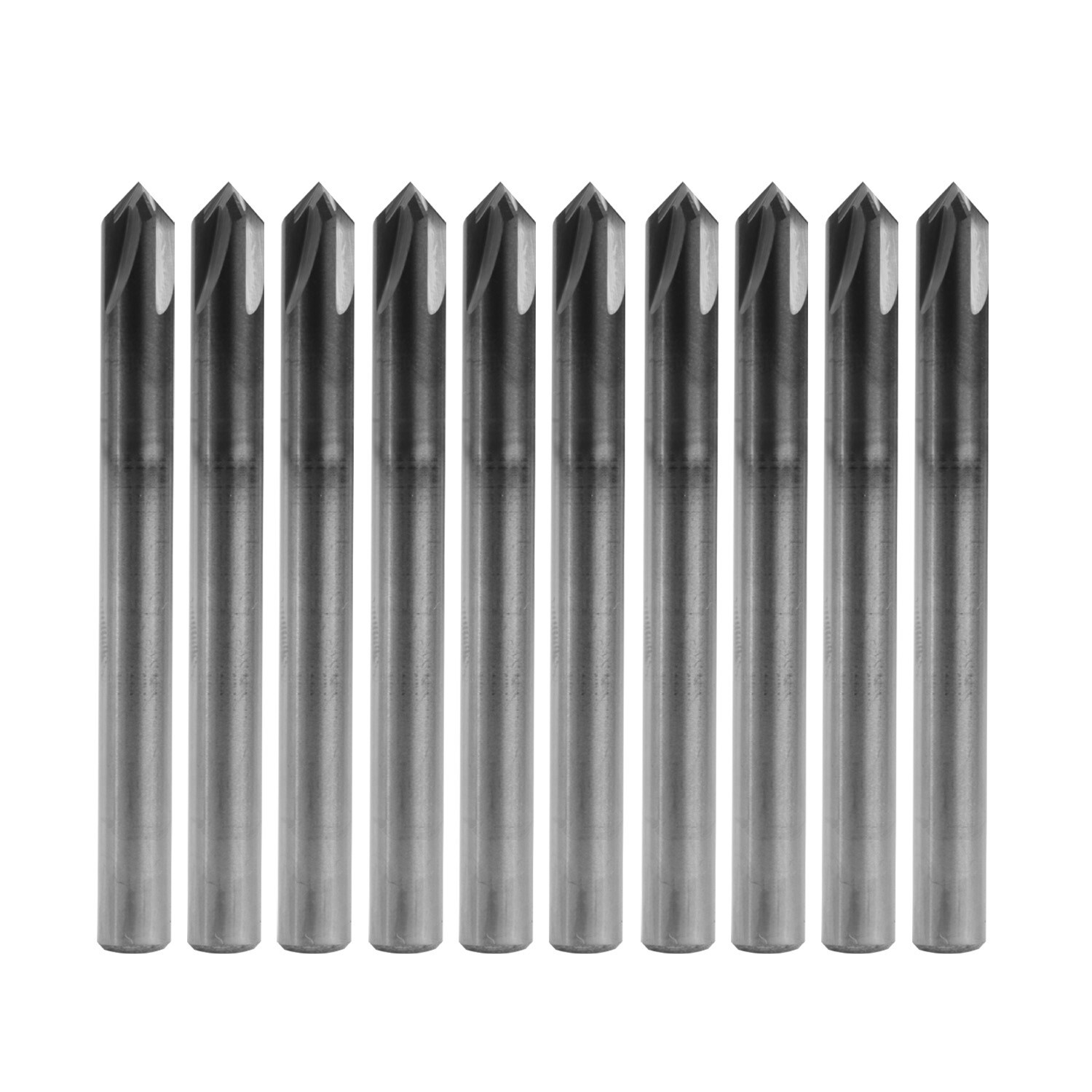 10PCS 1/4″ 4 Flute 90 Degree Carbide Chamfer Mills – Single End – AlTiN Coated