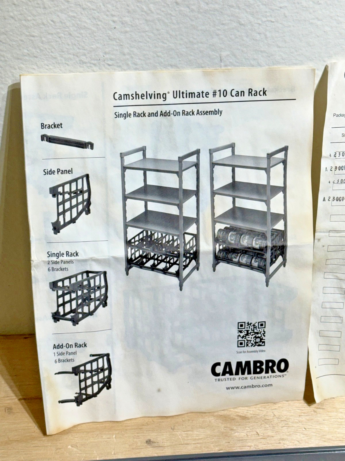 Lot of (4) Cambro UCR10AR8580 Camshelving® Ultimate #10 Can Single Add-On Racks