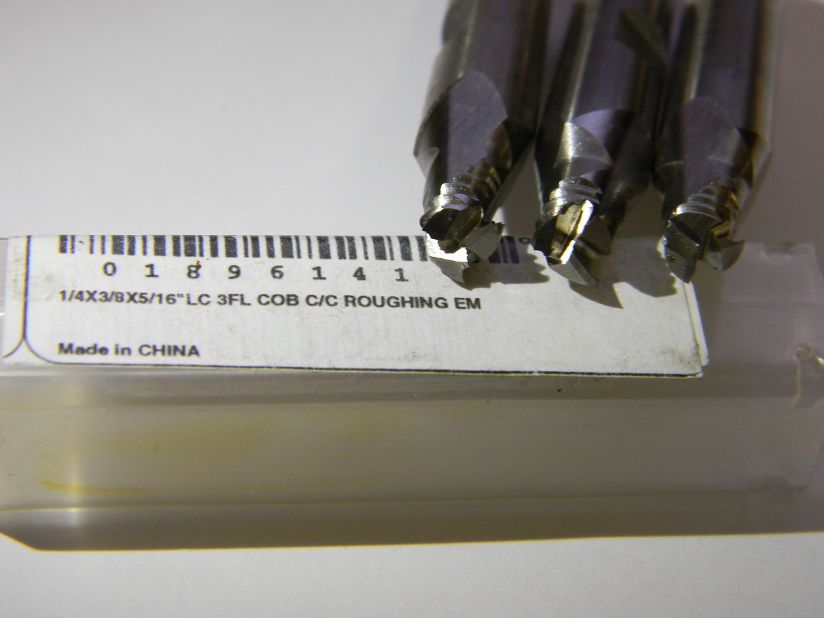 MHC 1/4" X 3/8" X 5/16" LC 3FL Cobalt C/C Roughing End Mills QTY