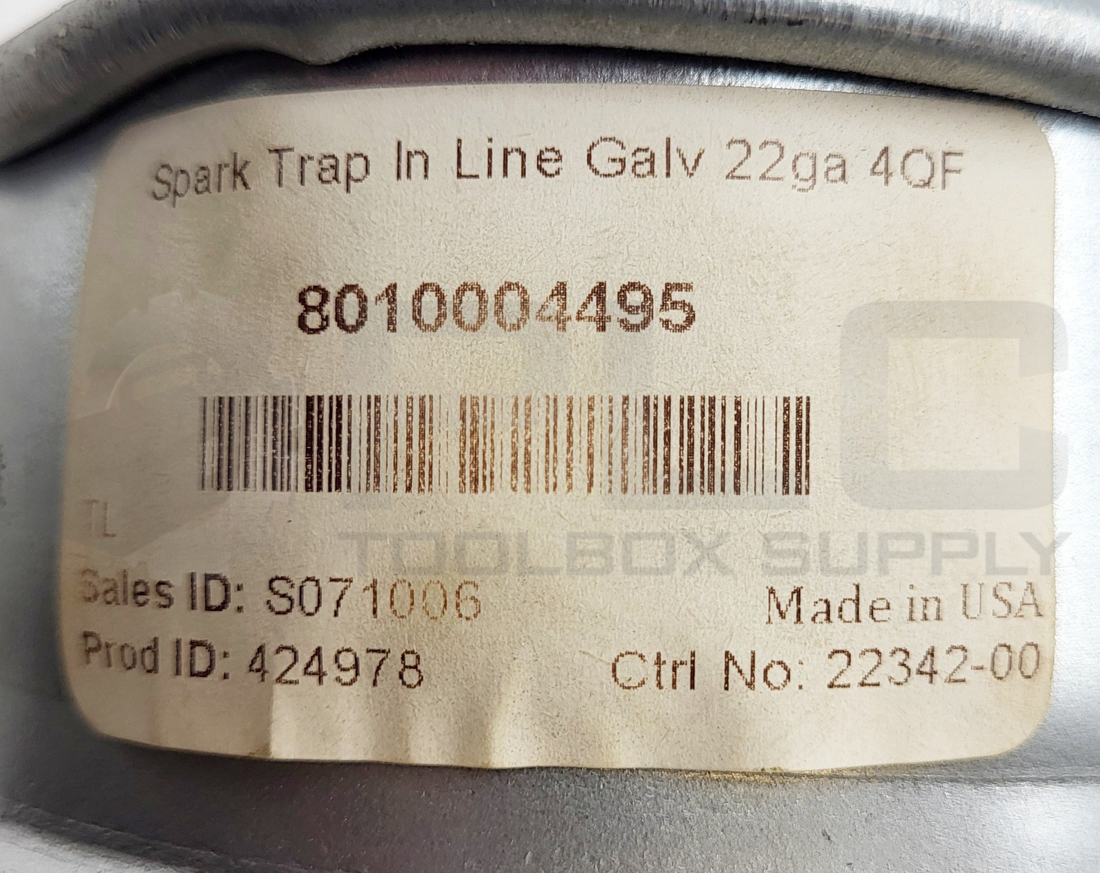 NEW NORDFAB 80100204495 IN-LINE SPARK TRAP 22GA 4QF