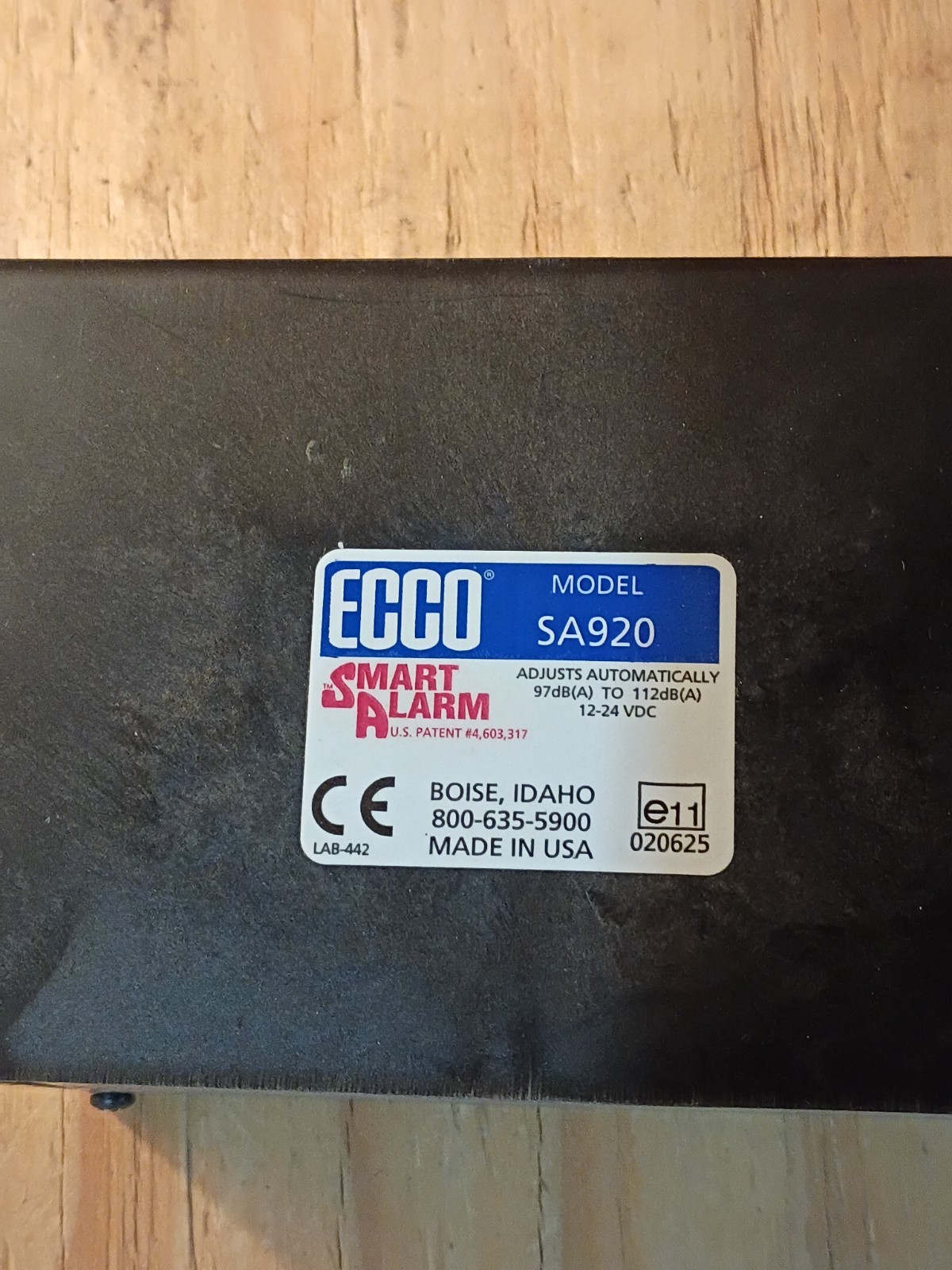Ecco SA920 Smart Alarm Backup Alarm 12-24 VDC