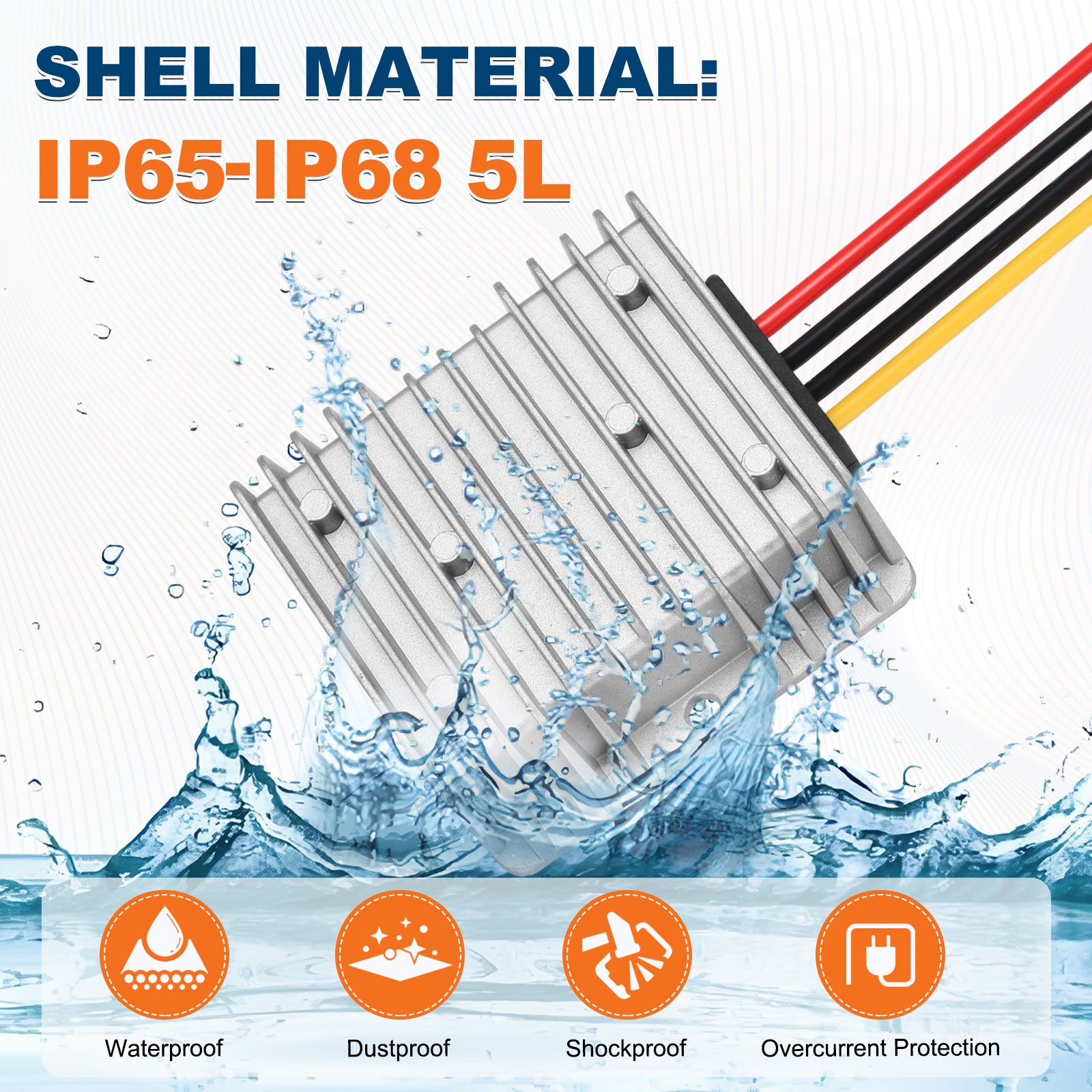 DC 8-40V to DC 5V Power Converter, Output 15A 75W with Fuse for Car Truck