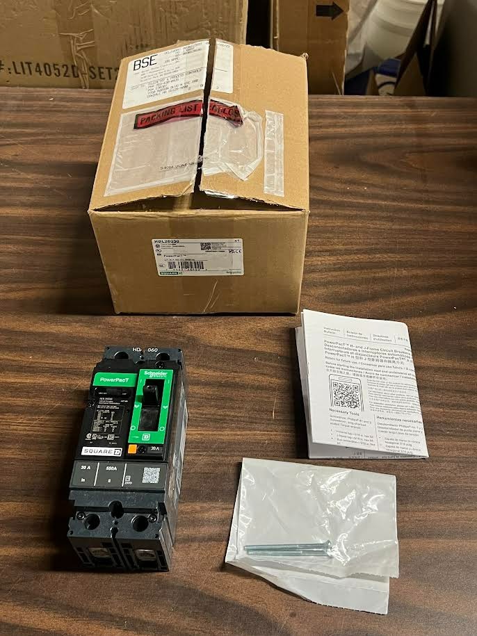 New Square D HDL26030 Power Pact Circuit Breaker 2P 30A 600V 50/60Hz NIB