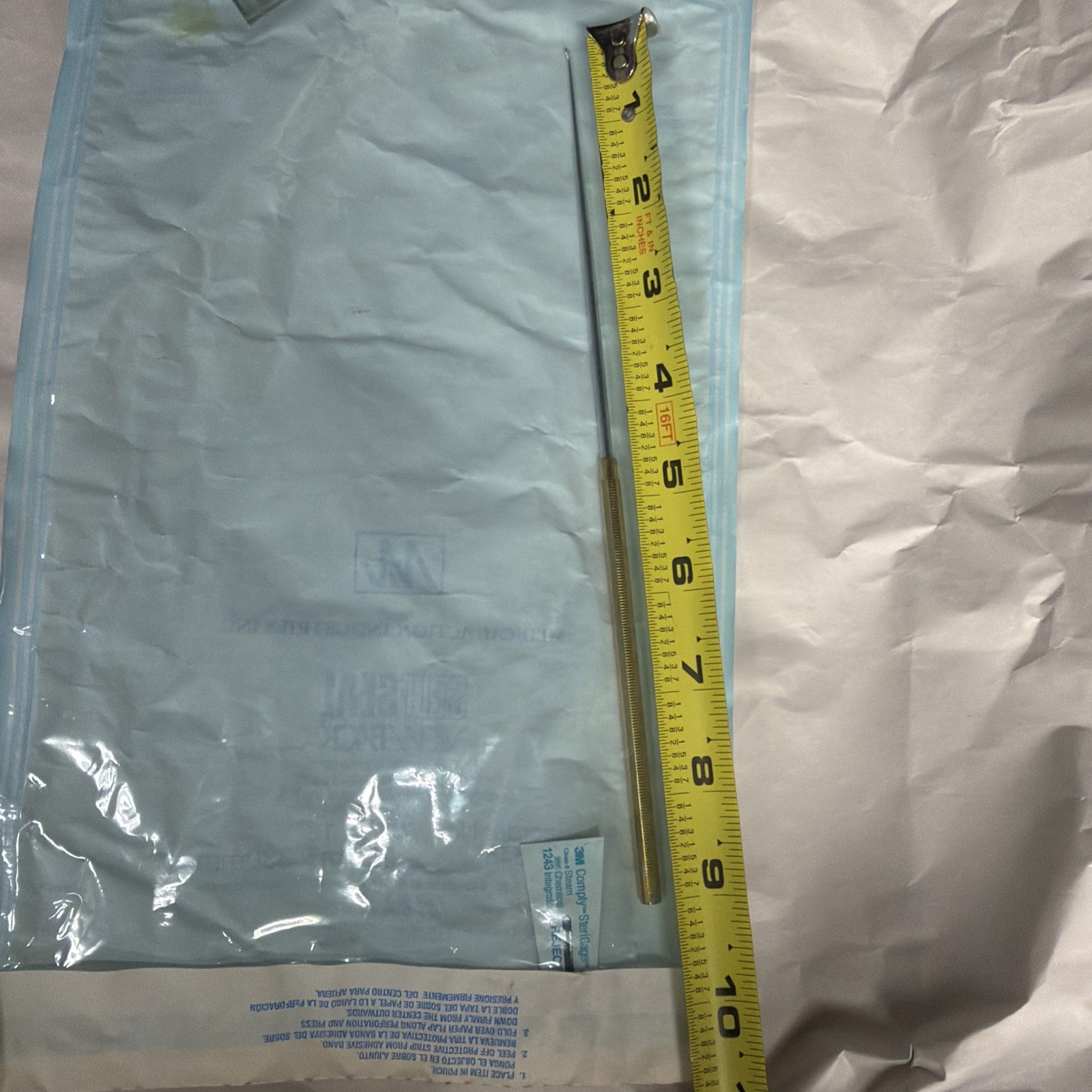 Surgical Nerve Hook, 9 1/2 inches Gold Handle Used Sterilized