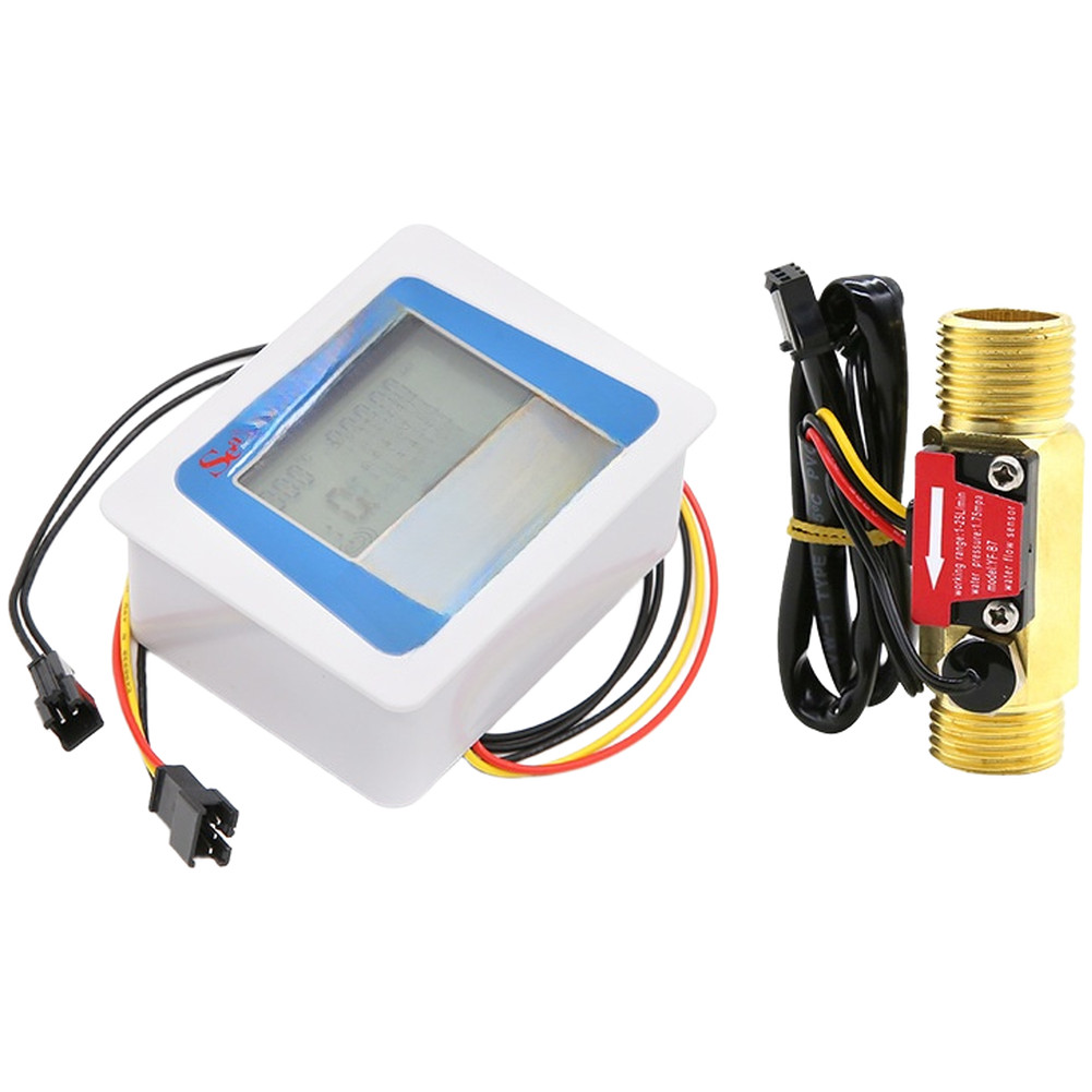 Water Flow Meter Digital Display Powered with Wide Range 130L Min