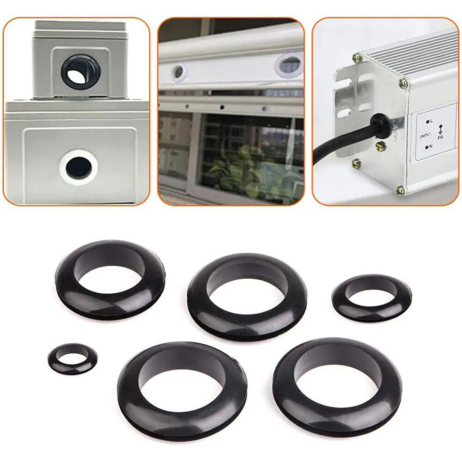 125PCS Black Rubber Grommet Firewall Hole Plug Set Electrical Wiring Gasket