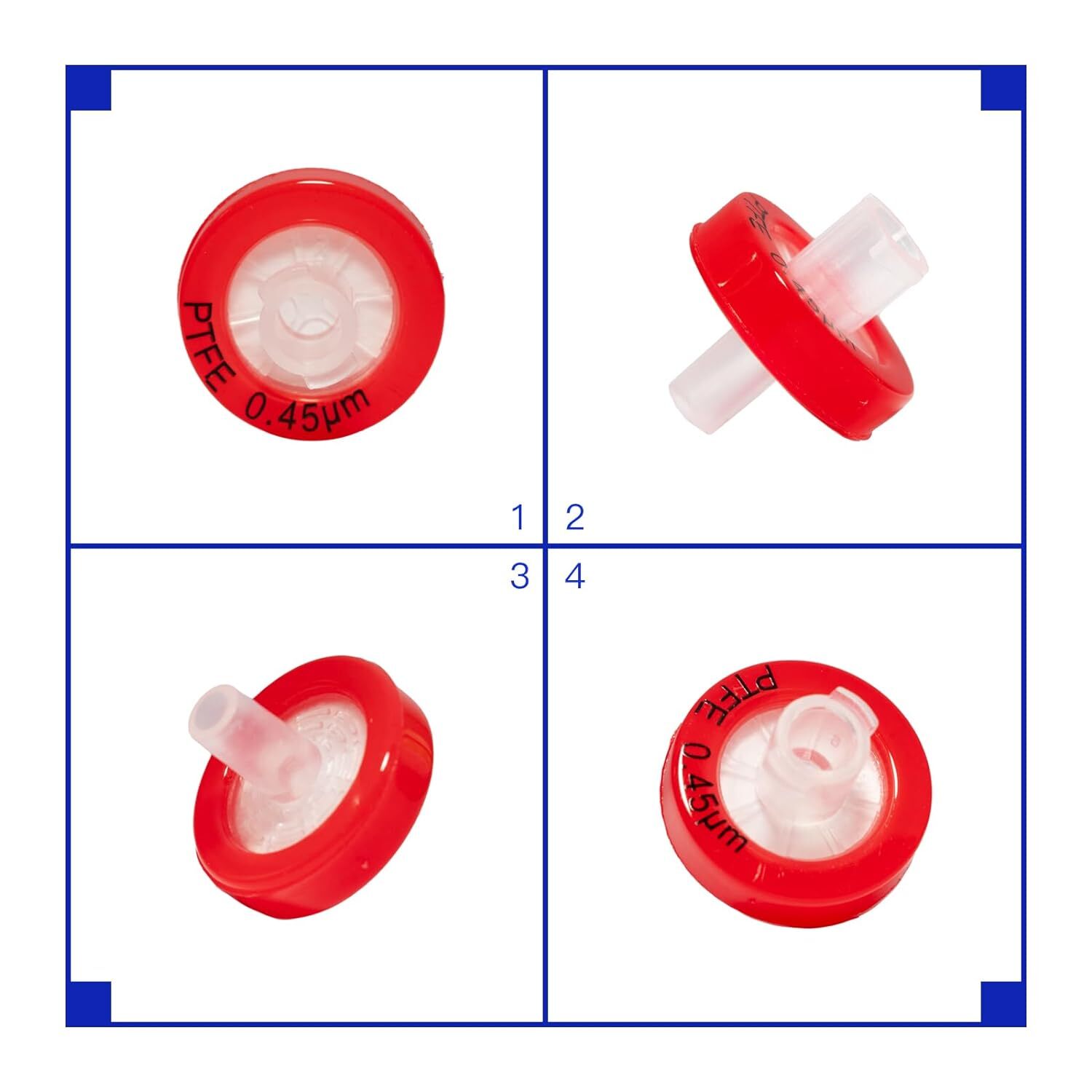 1000xPTFE Syringe Filter(0.45μm,13mm)Hydrophobic,NonSterile,PP Prefilter,Lab Use