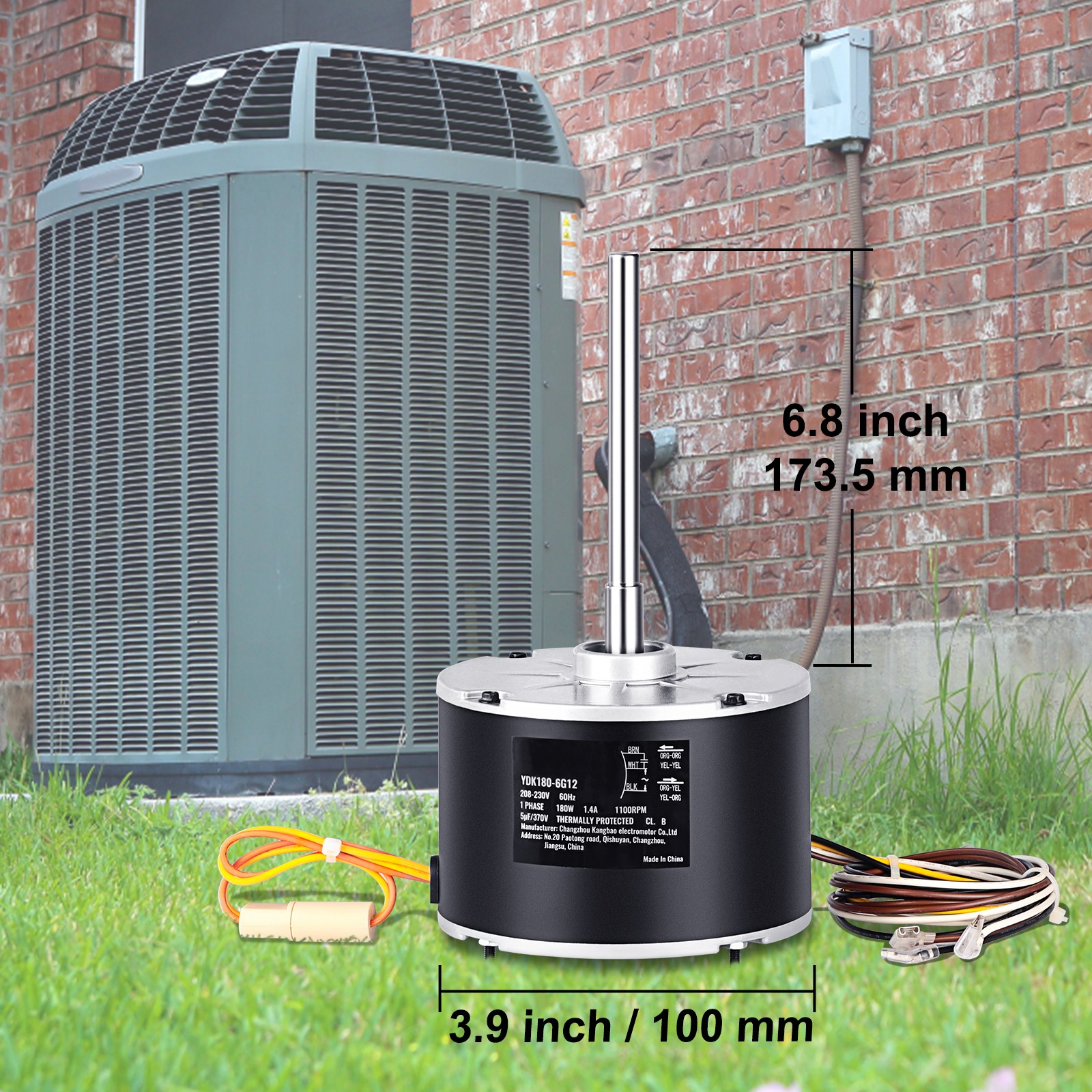 Uimoso Condenser Fan Motor 1/4HP 1100RPM 208-230V Replacement Unit