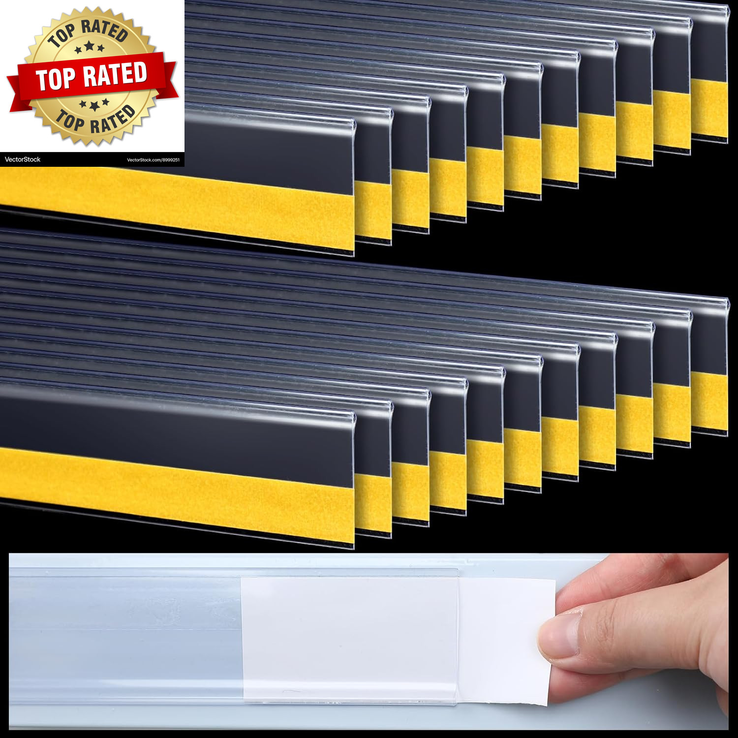 25 Pcs Shelf Label Strips 1.5»H X 48″ L Self Adhesive Shelf Label Holder Gondol