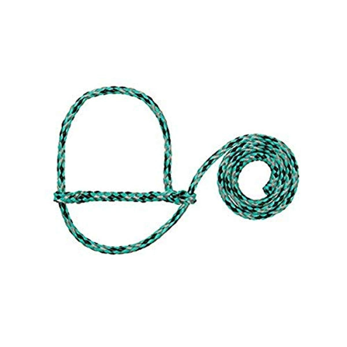 Weaver Livestock Braided Poly Rope Halter, 4 ft 7/16″ x 4′, Mint/Black/Gray