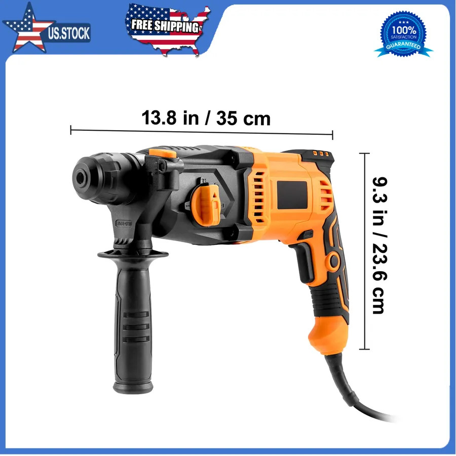 1 Inch SDS Plus Rotary Hammer Drill 8 Amp Corded Concrete Masonry Power Tool