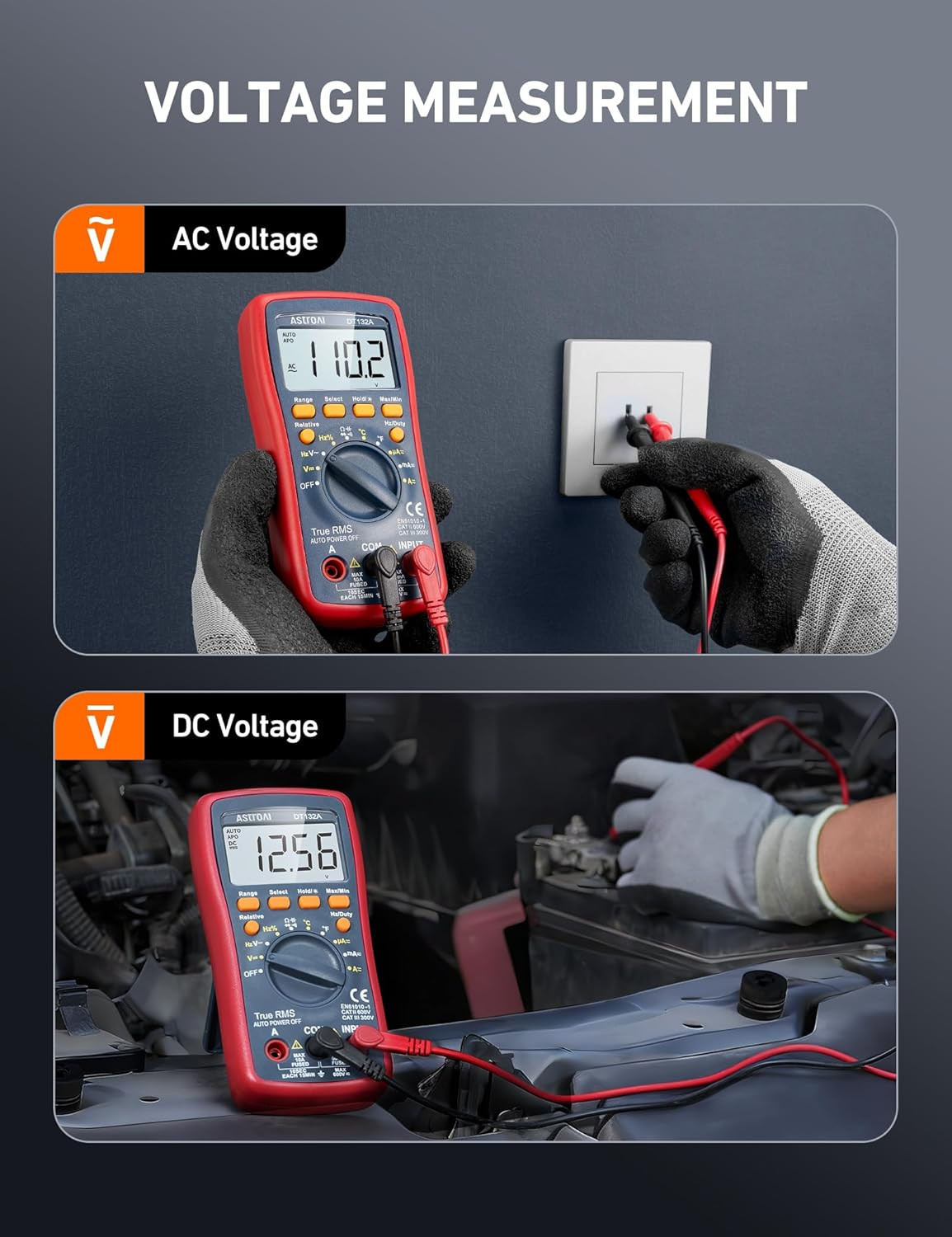 Astroai Digital Multimeter, TRMS 4000 Counts Volt Meter (Manual and Auto Ranging