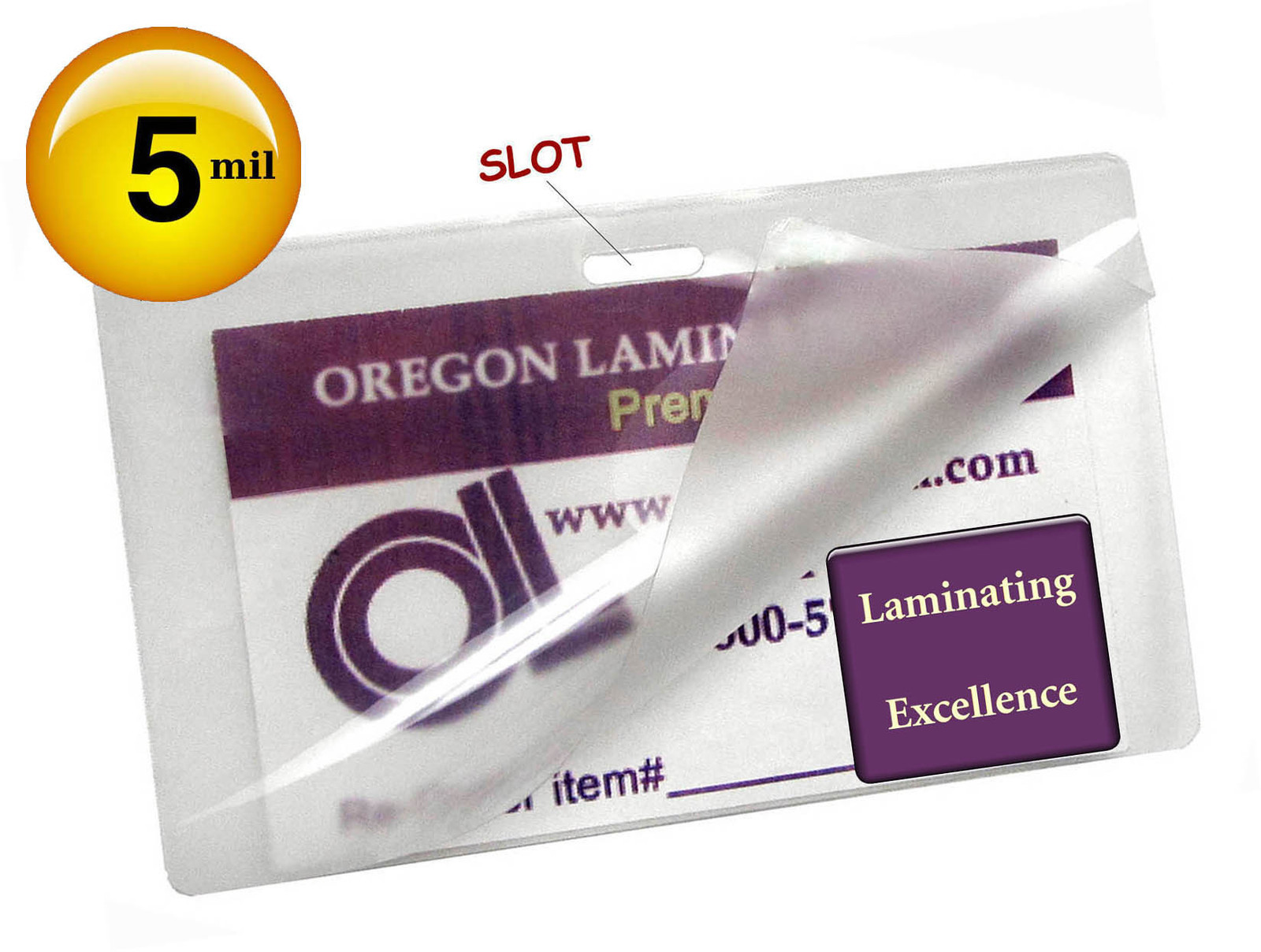 500 Military Card Hot Laminating Pouches 2-5/8 x 3-7/8 5 Mil w/Slot on Long Side