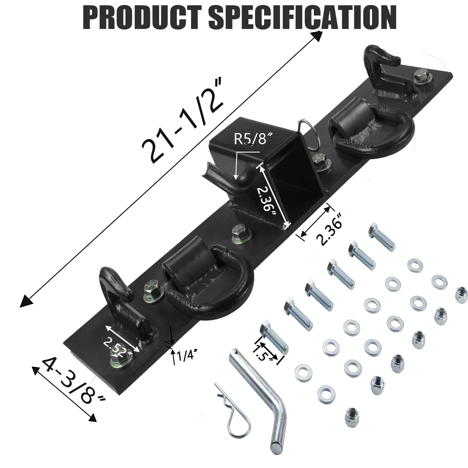 Tractor Bucket Hooks Bolt on Hooks 2” Receiver, G70 Grade Grab Hooks, Forg
