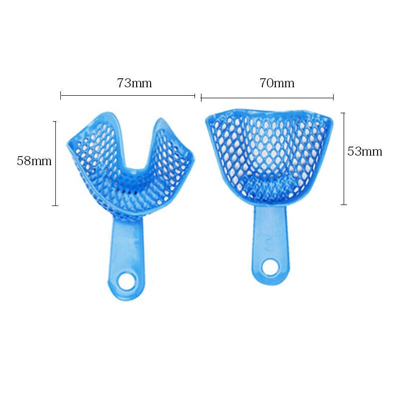 Dental Autoclavable Plastic Steel Impression Trays Denture Blue L/M/S/Q/A Opt