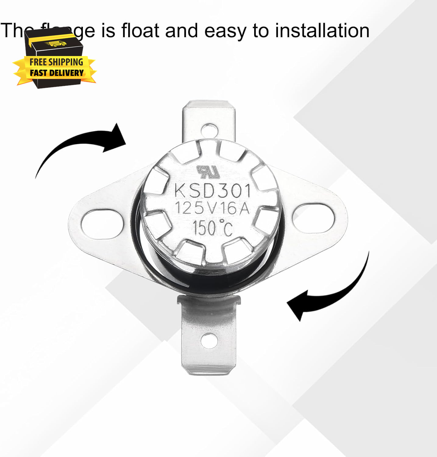 2Pcs KSD301 Thermostat 150°C/302°F 16A Normally Closed N.C Adjust Snap Disc Temp