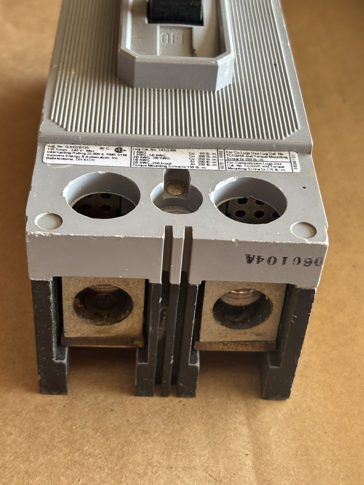 SIEMENS QJH22B125 125A 240V 2 POLE 22KAIC CIRCUIT BREAKER-WARRANTY SHIP SAME DAY