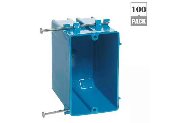 (QTY 100) Carlon 1-Gang Zip 20 Cu. In Non-Metallic Switch/Outlet Box B120A
