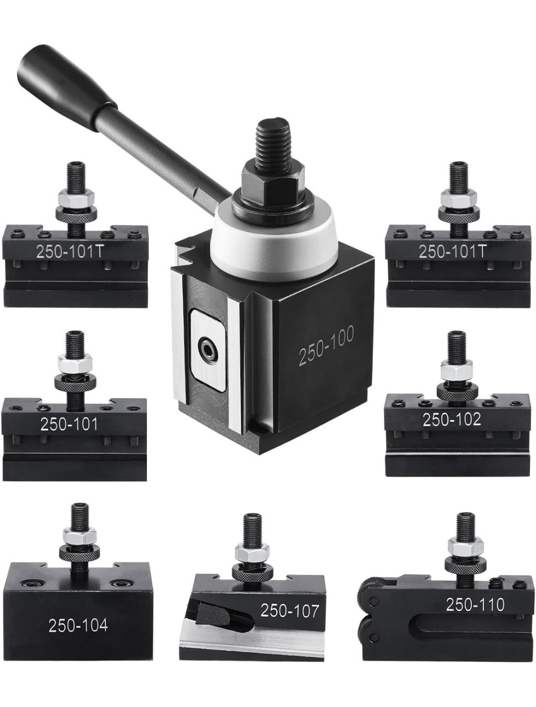 Quick Change Tool Post Set 8 Pcs Lathe Tool Holders for 6″-12″ Mini Lathe Swing