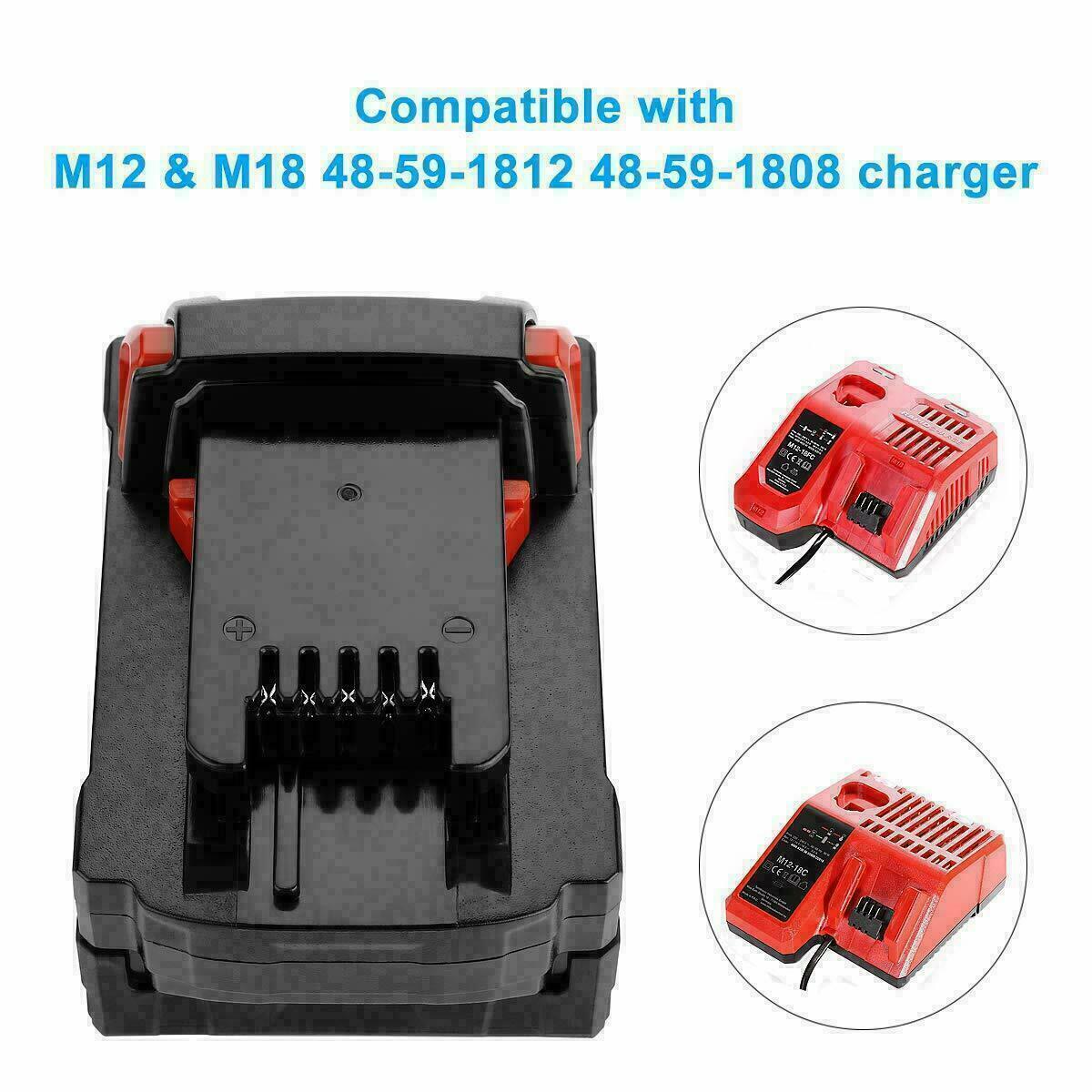 18V 12Ah Capacity Battery for Milwaukee M18 Extended Li-Ion XC M18B5 48-11-1850*