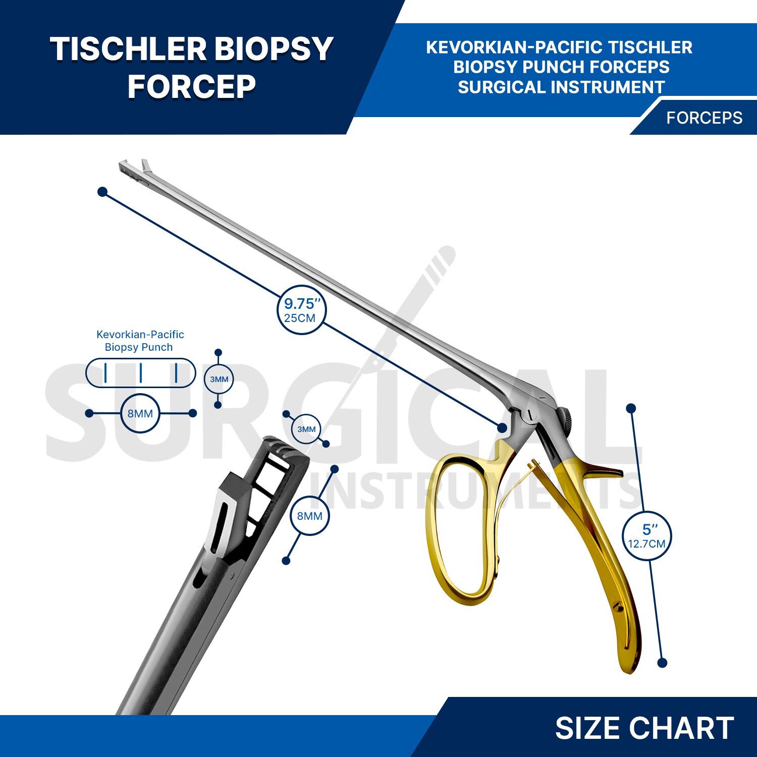 Tischler-Kevorkian Cervical Pacific Biopsy Punch OB/GYN 3mm x 8mm Rectangular