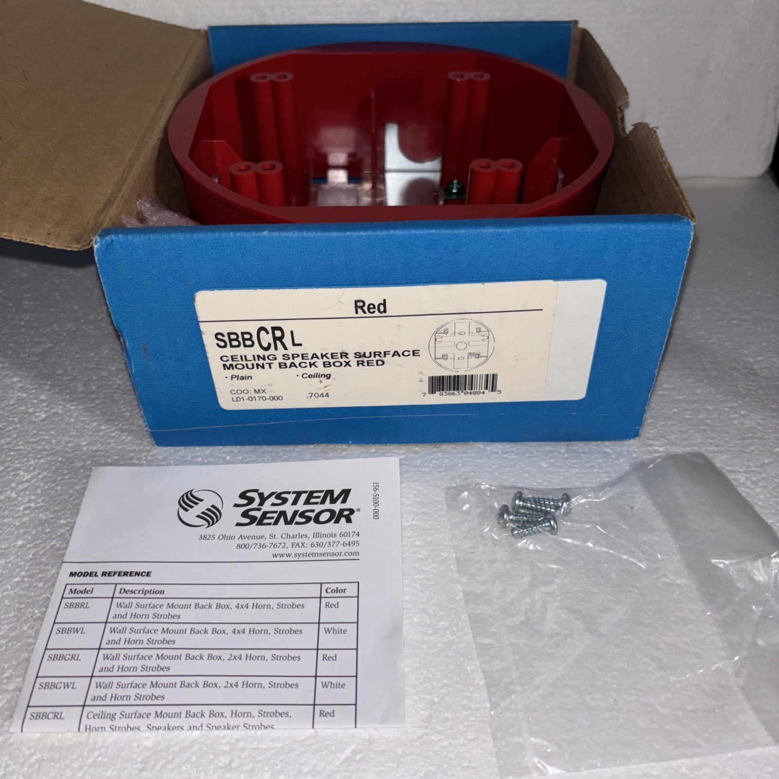 NEW System Sensor SBBCRL Ceiling Speaker Surface Mount Back Box(Red) Fire Alarm