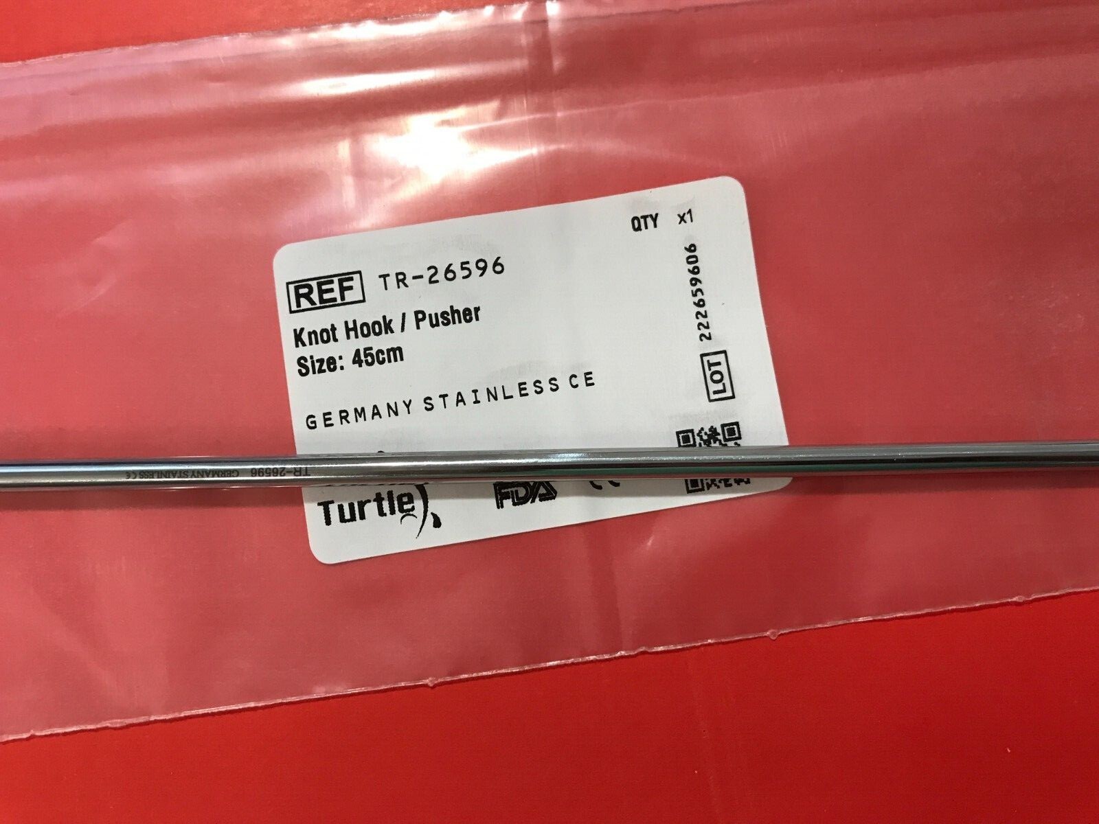 Laparoscopic Knot Hook / Pusher 5mm x43cm Laparoscopy Instrument NEW