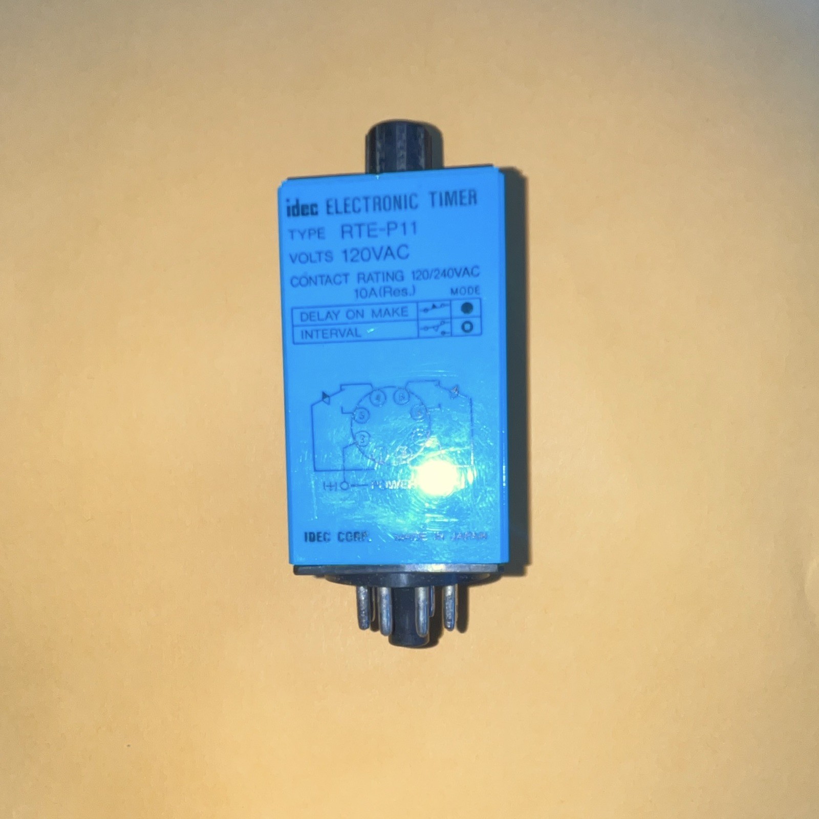 IDEC RTE-P11 Delay-On Timer Relay 120VAC Coil 10A 8-Pin SPDT Industrial
