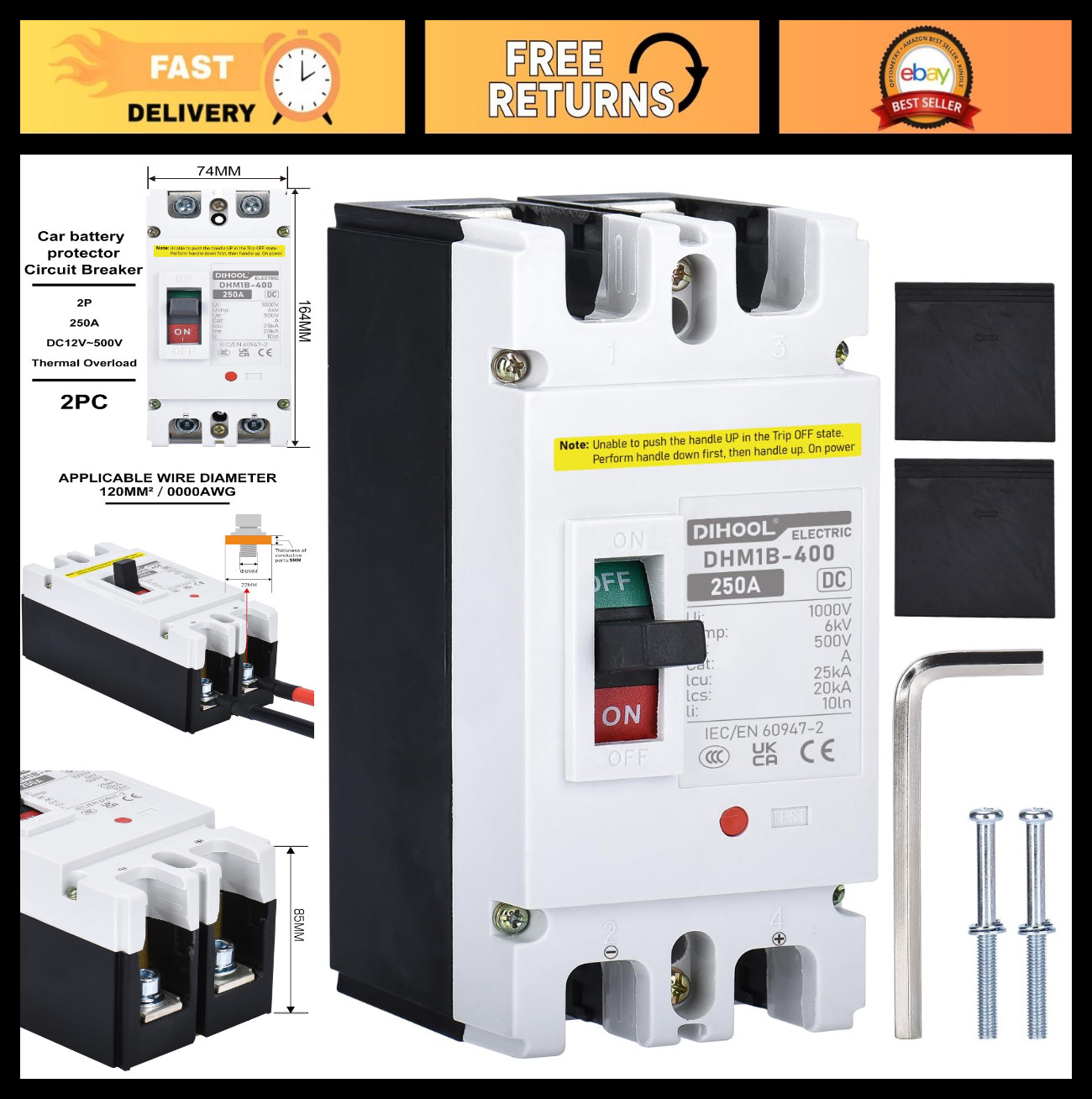 250A DC Disconnect Switch – Heavy Duty Battery Breaker for Solar, UPS, Power Sta