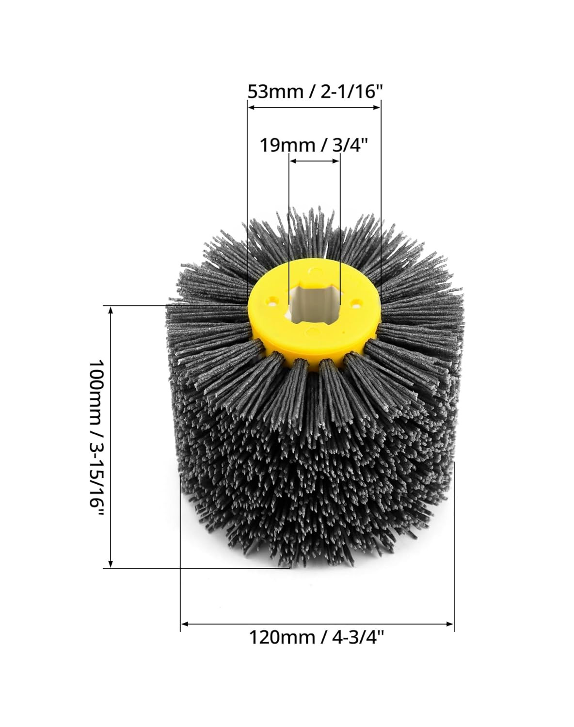 Nylon Wheel Brush 80 Grit Abrasive Drawing Wheel 120x100x19mm Burnishing