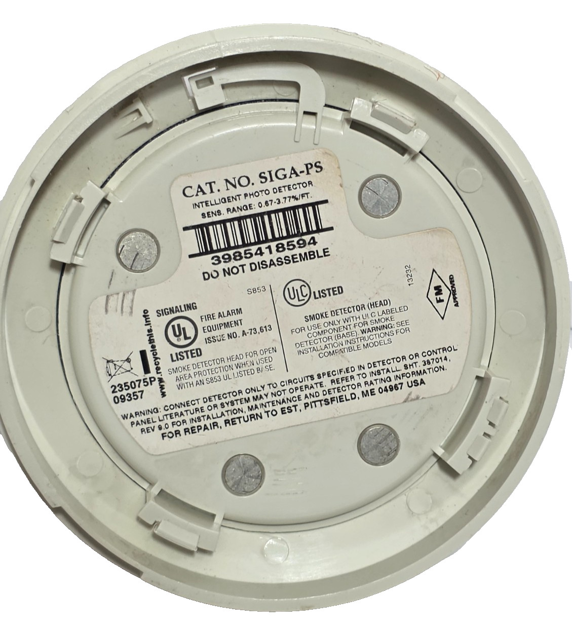 Edwards EST SIGA-PS Intelligent Photoelectric Smoke Detector